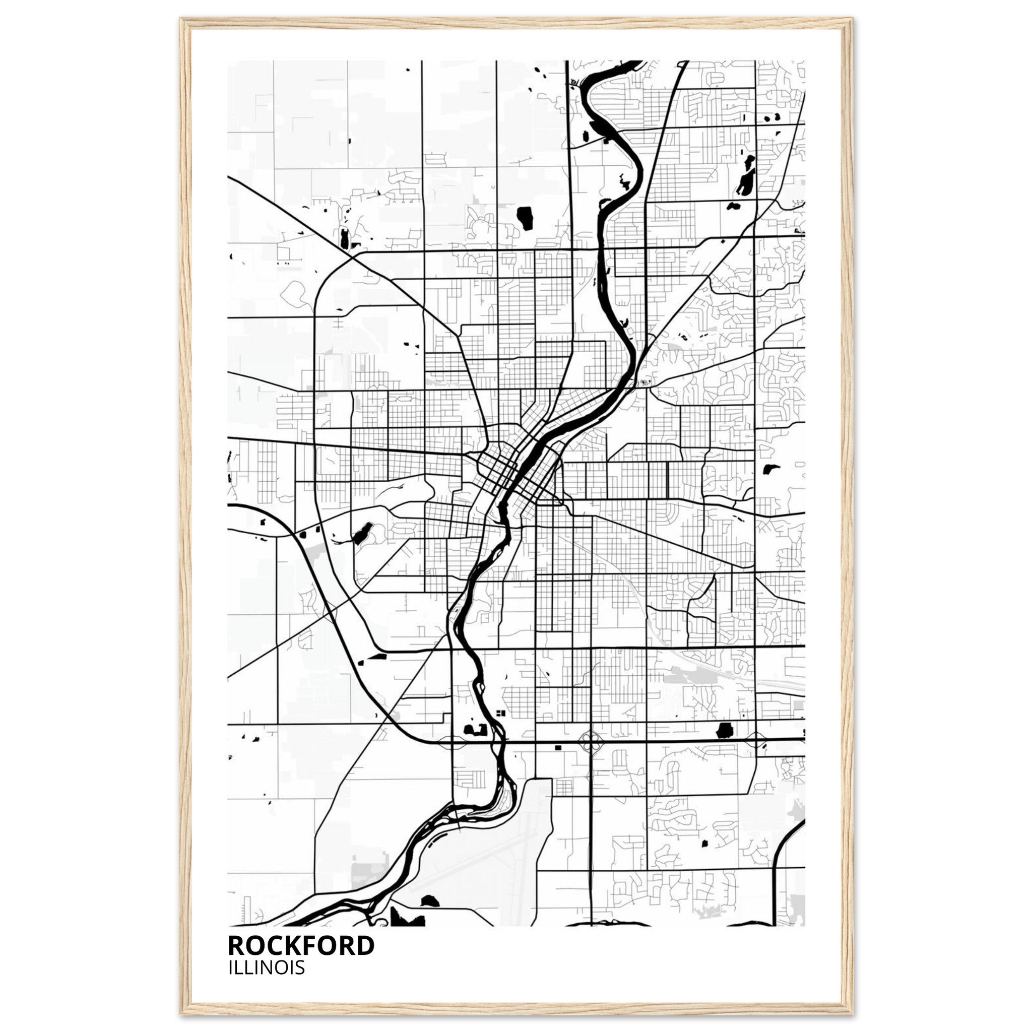 Rockford Illinois City Map Poster | Custom Map Art Print - Ink And Atlas