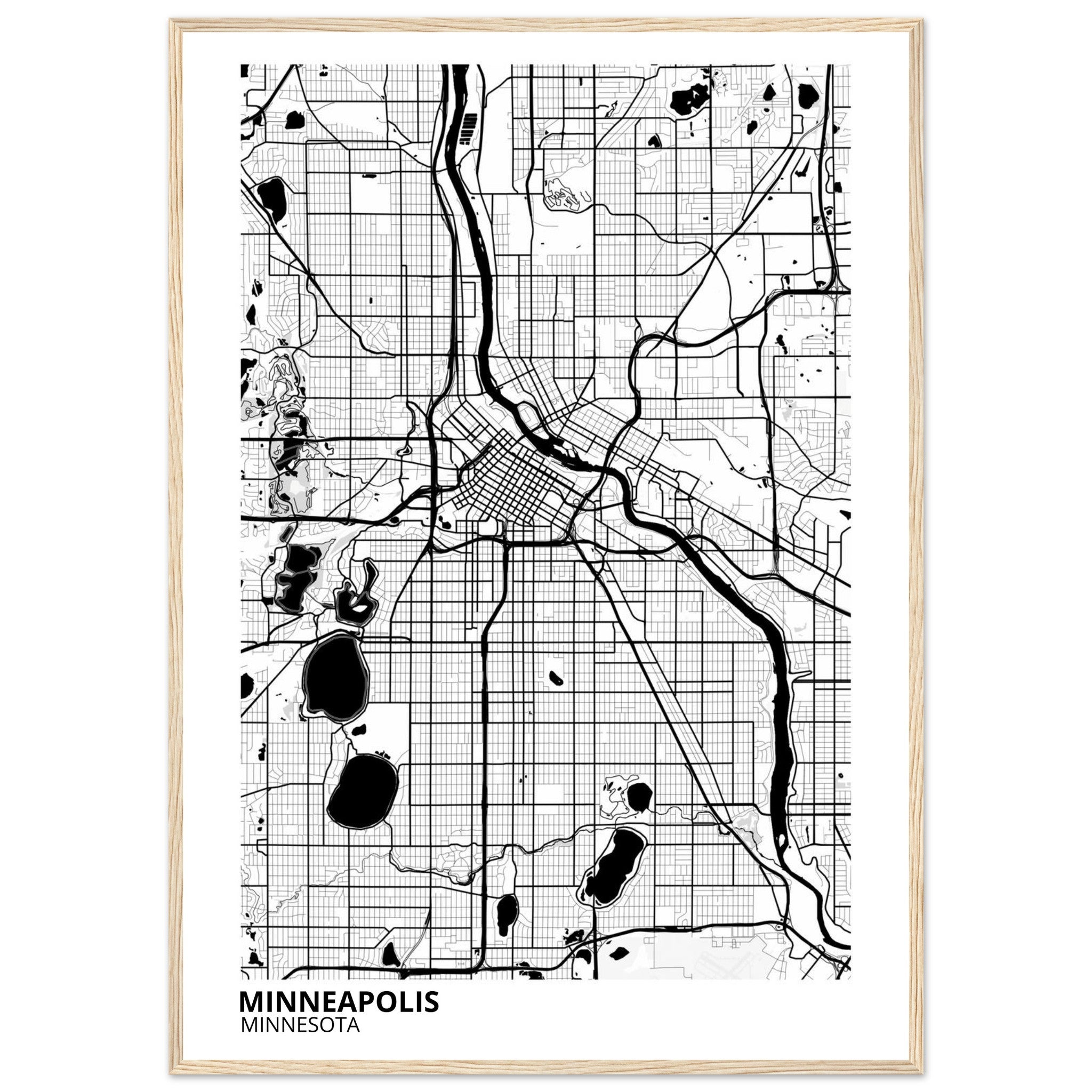 minneapolis map poster print