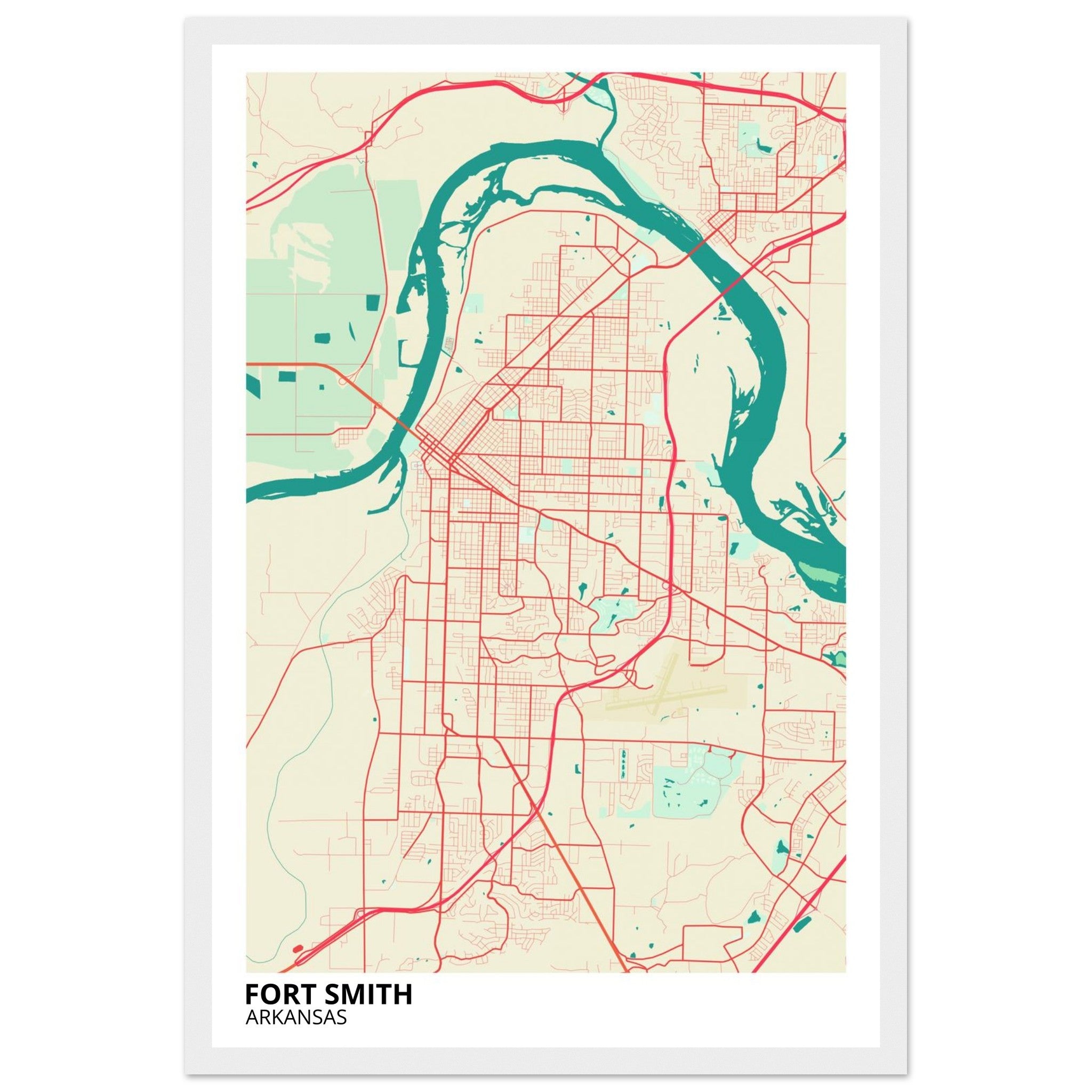 Fort Smith Arkansas City Map Poster | Custom Map Art Print - Ink And Atlas