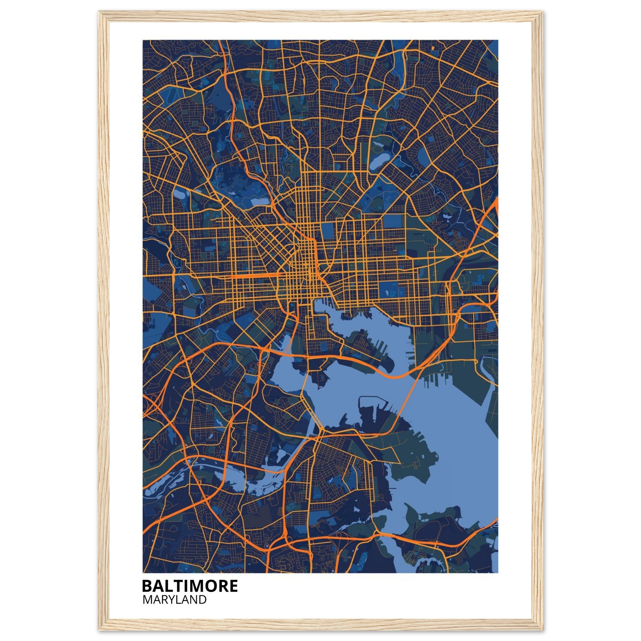 baltimore map poster print