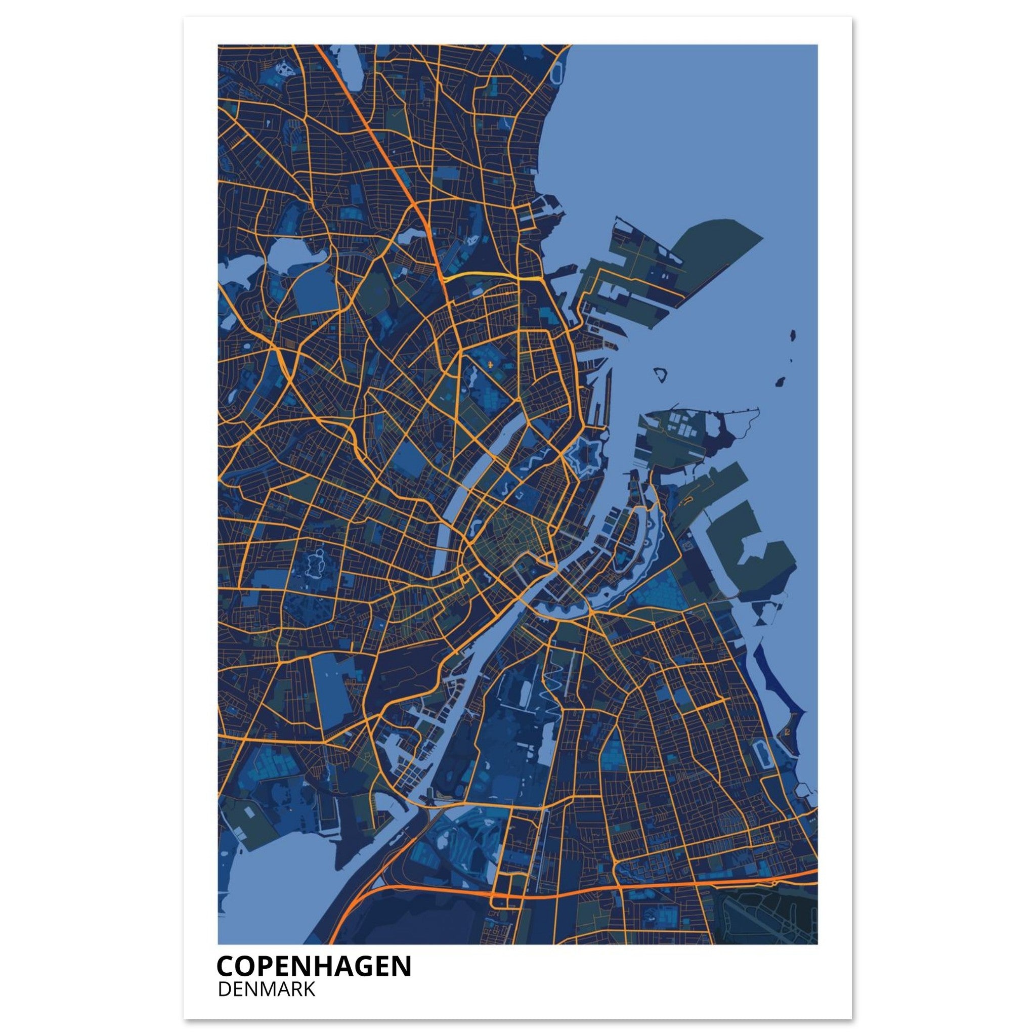 Copenhagen Denmark City Map Poster | Custom Map Art Print - Ink And Atlas