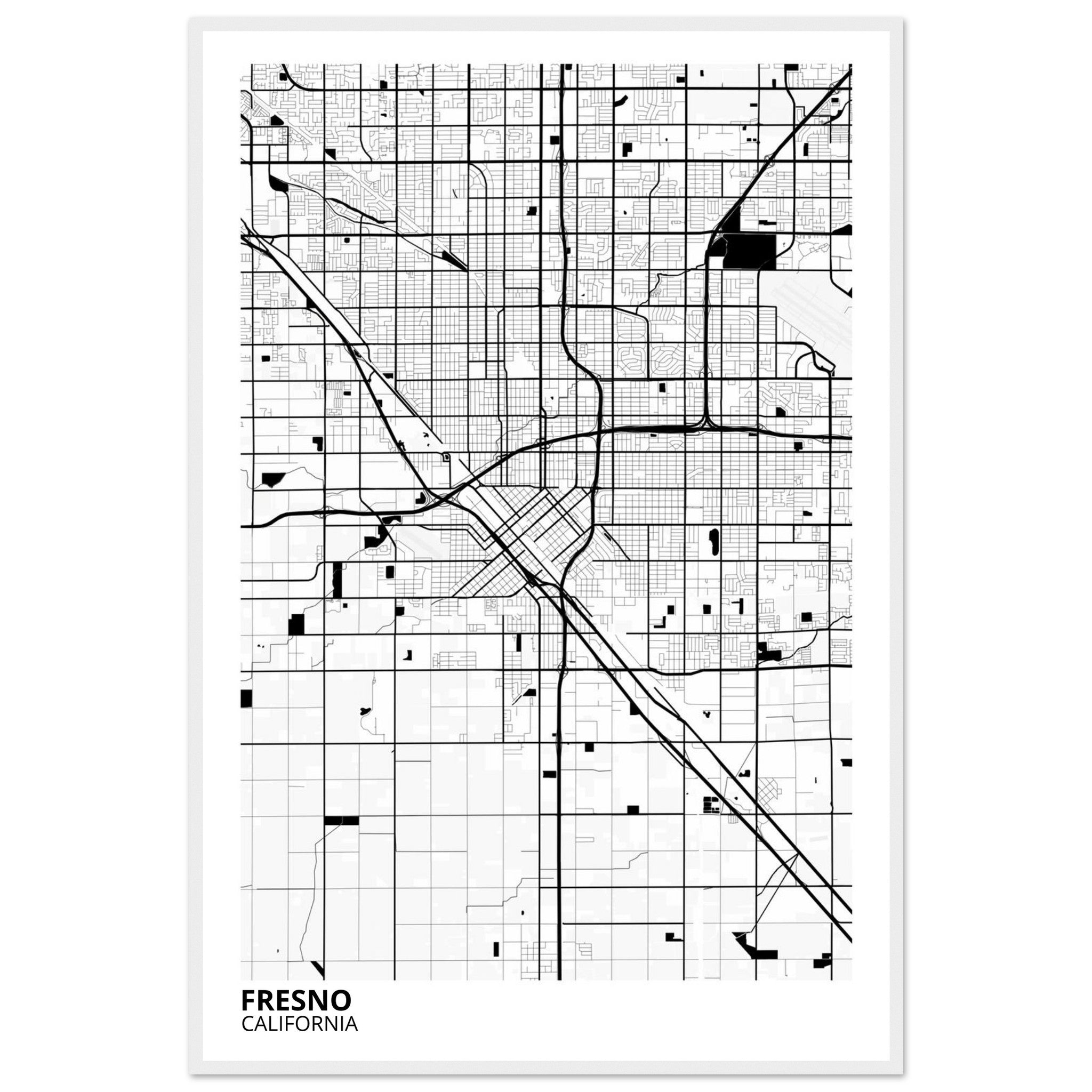 fresno map poster print