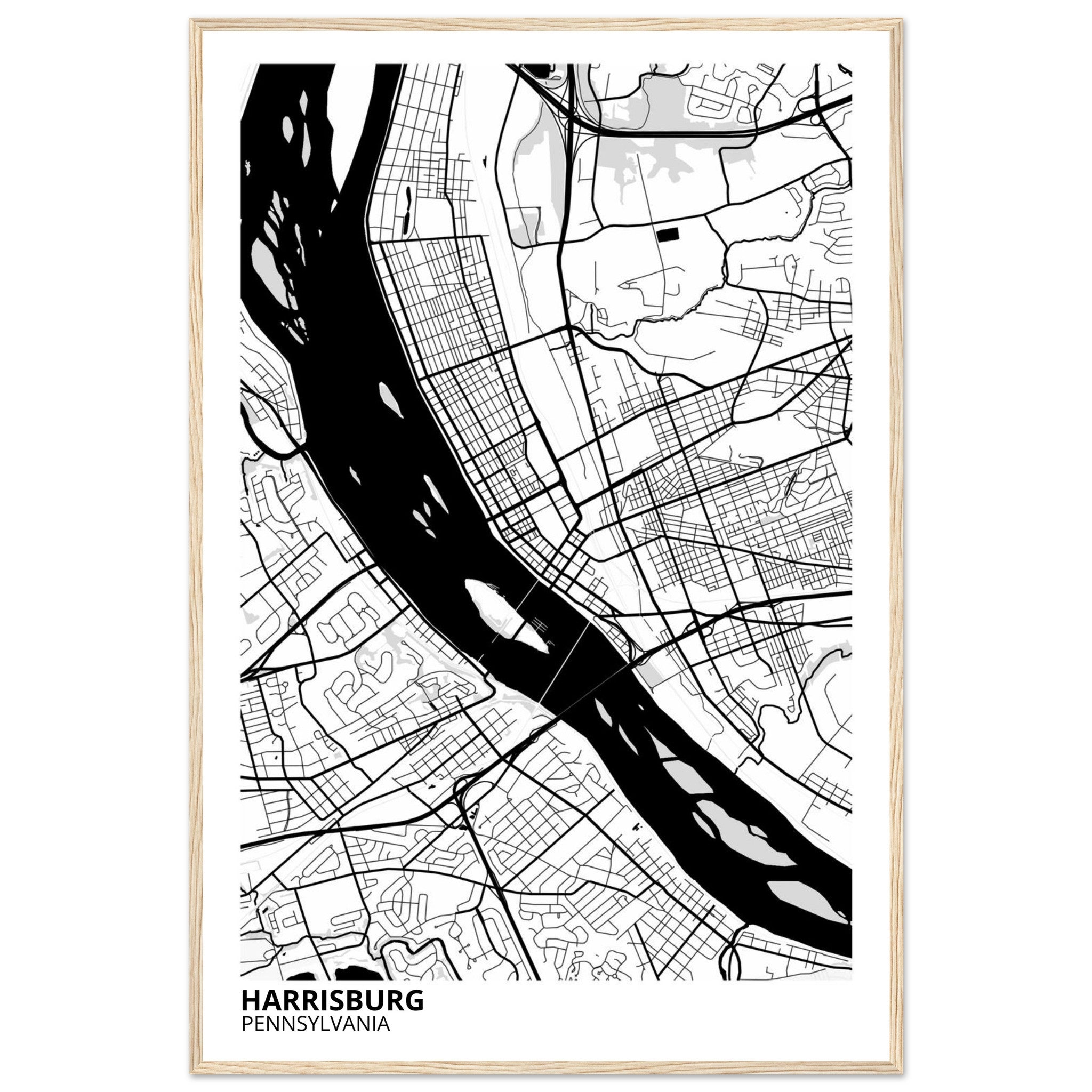 harrisburg map poster print
