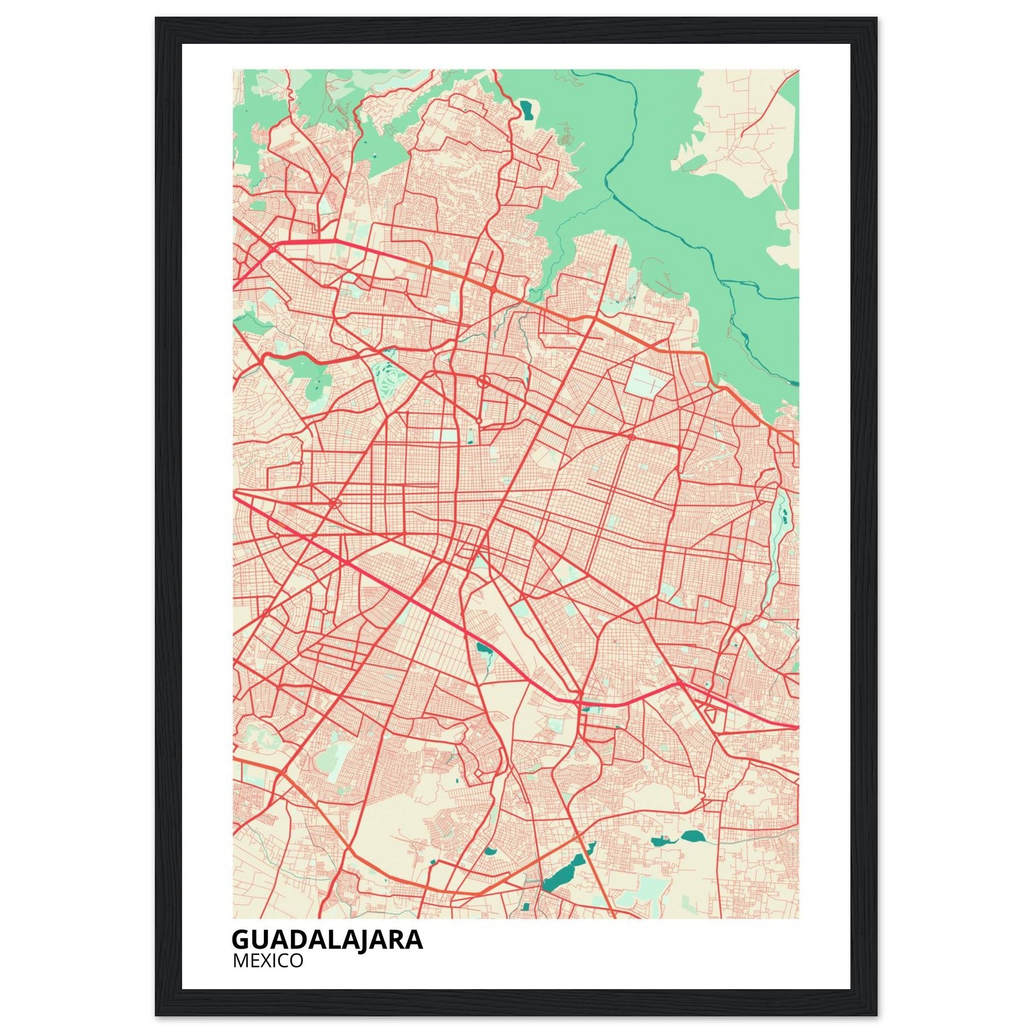 Guadalajara Mexico City Map Poster | Custom Map Art Print - Ink And Atlas