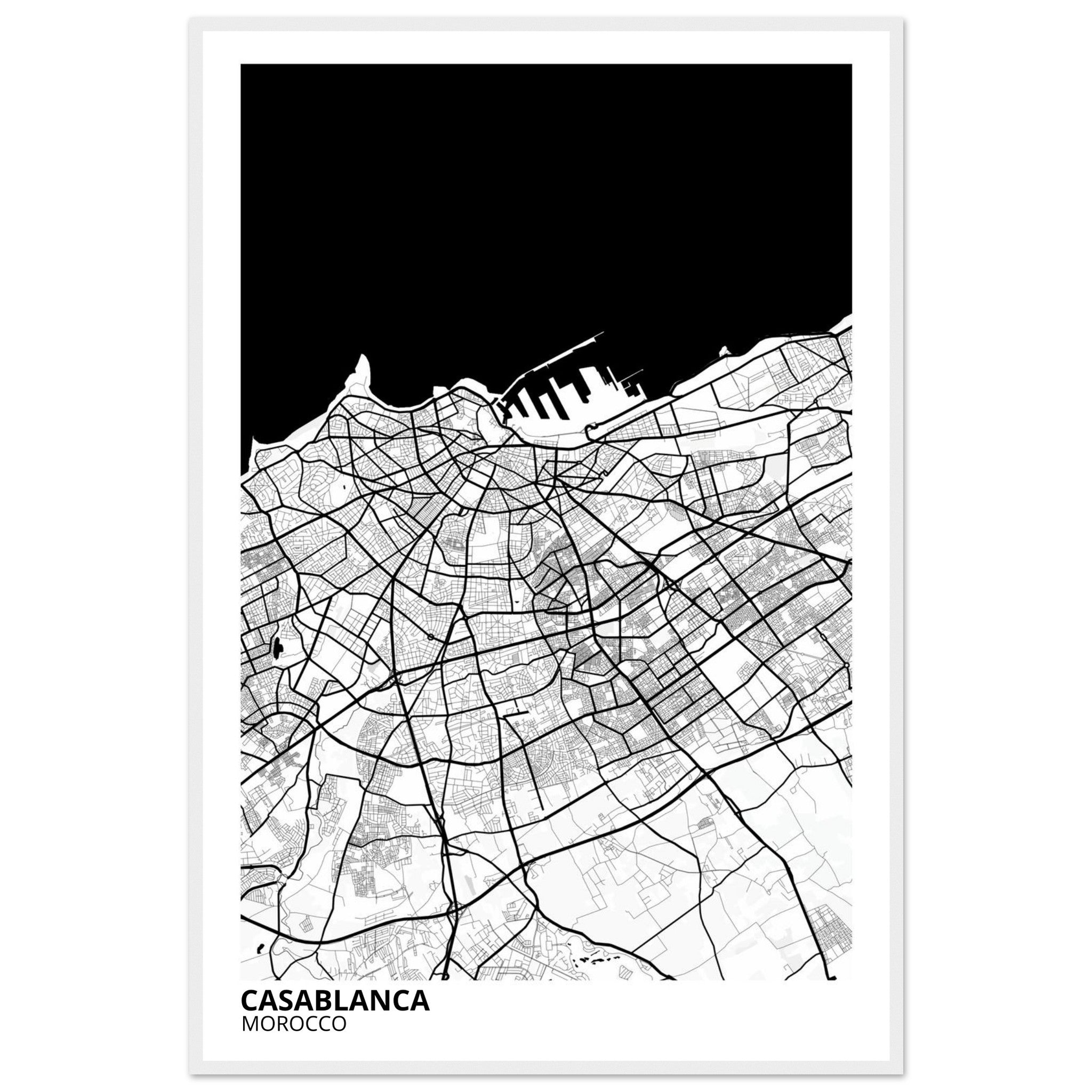 Casablanca Morocco City Map Poster | Custom Map Art Print - Ink And Atlas