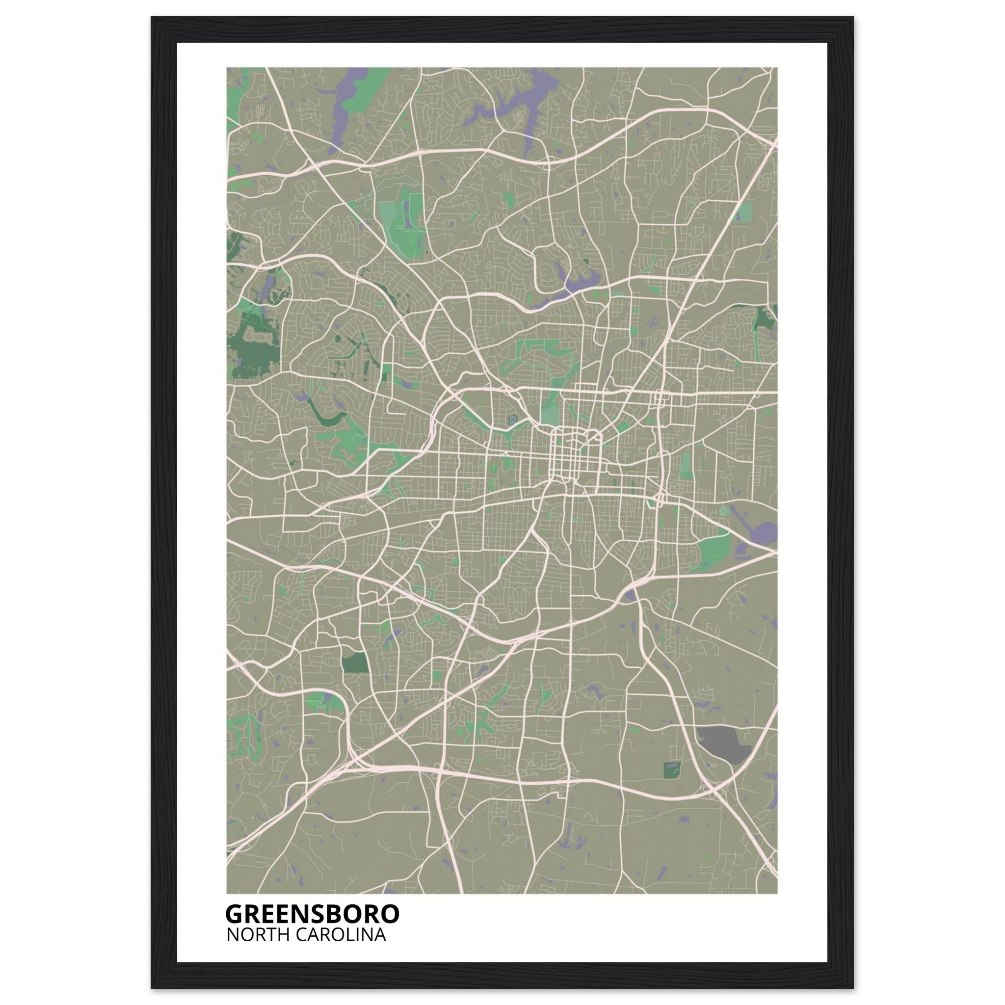 Greensboro North Carolina City Map Poster | Custom Map Art Print - Ink And Atlas