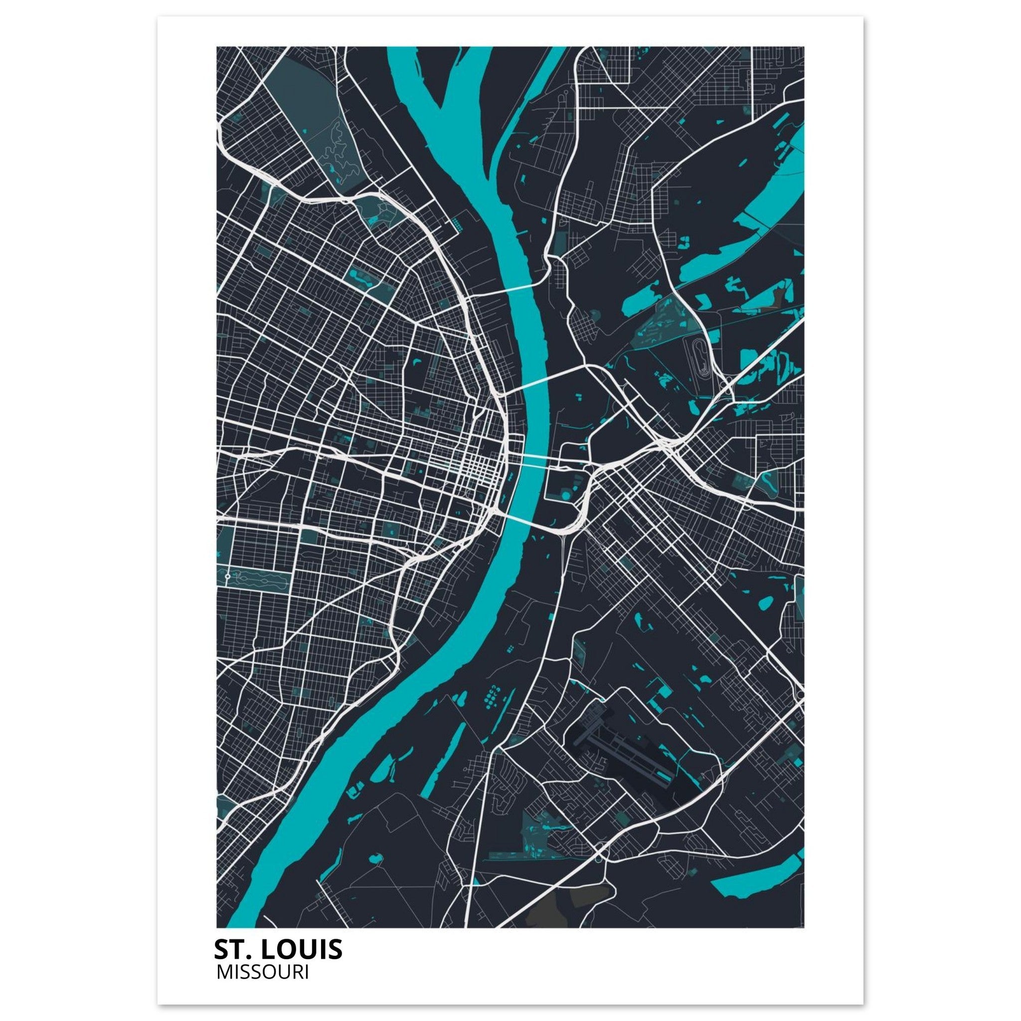 st louis map poster print