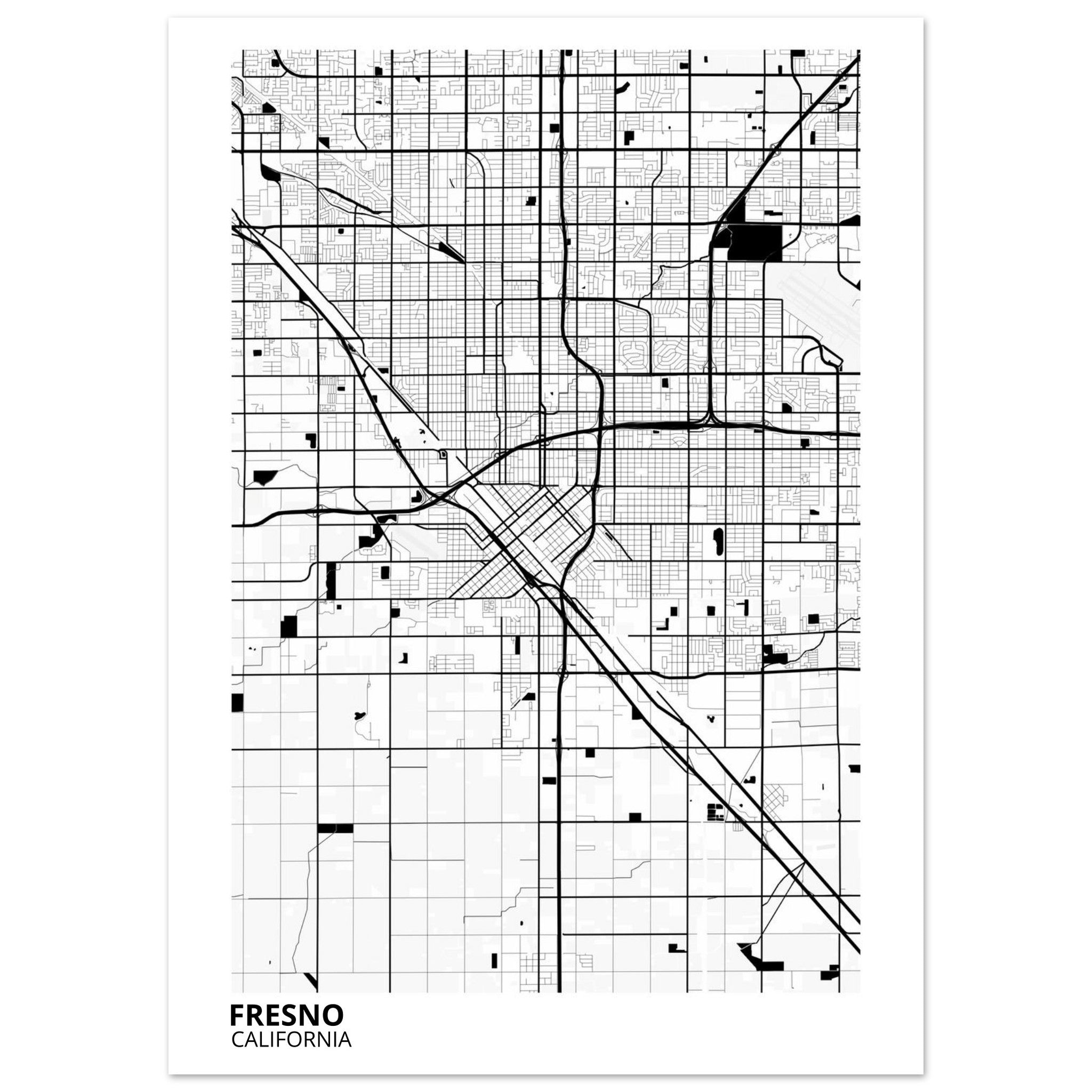 fresno map poster print
