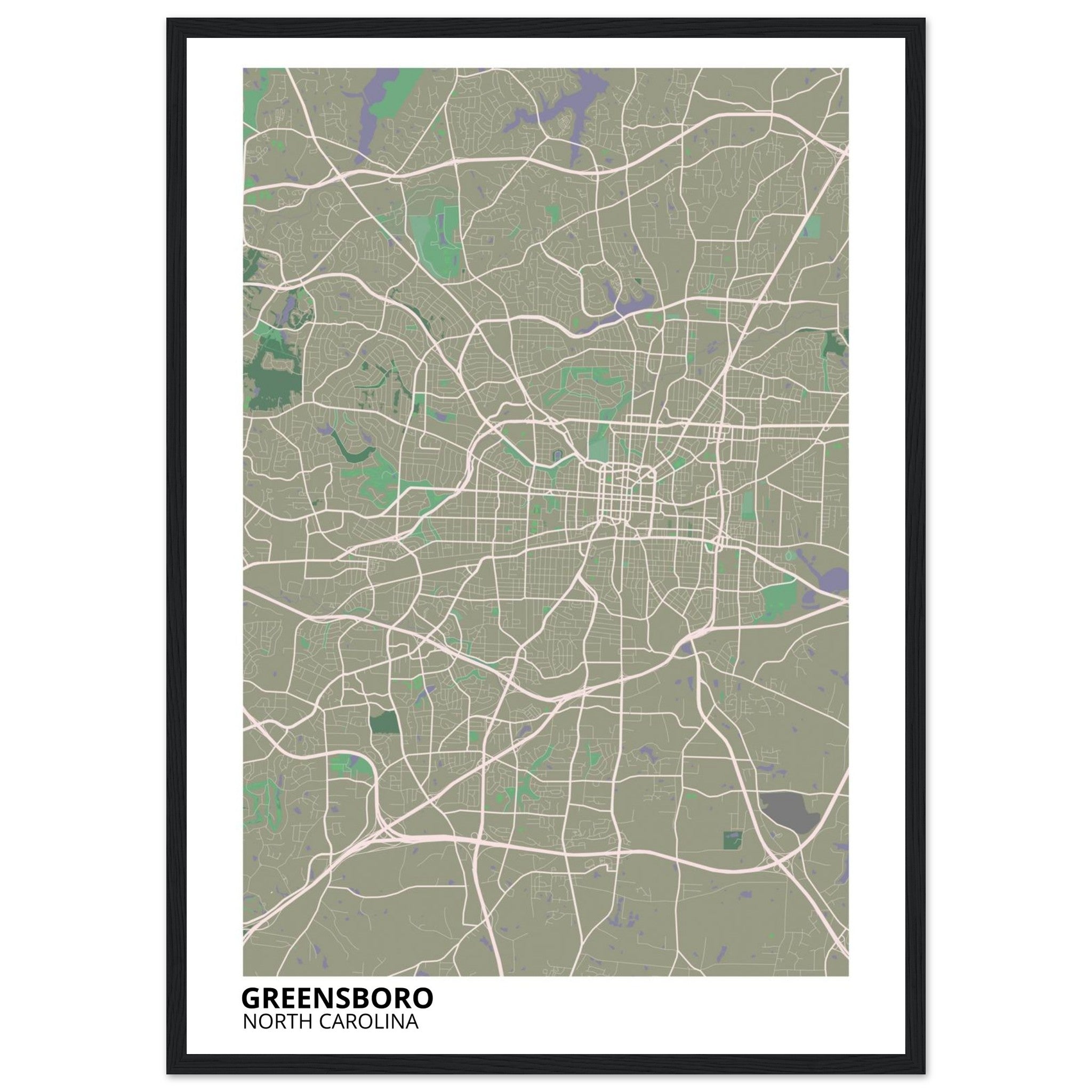 Greensboro North Carolina City Map Poster | Custom Map Art Print - Ink And Atlas