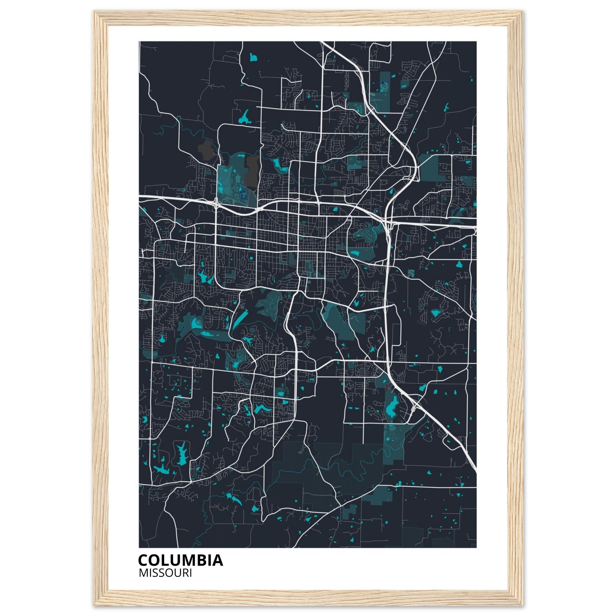 Columbia Missouri City Map Poster | Custom Map Art Print - Ink And Atlas