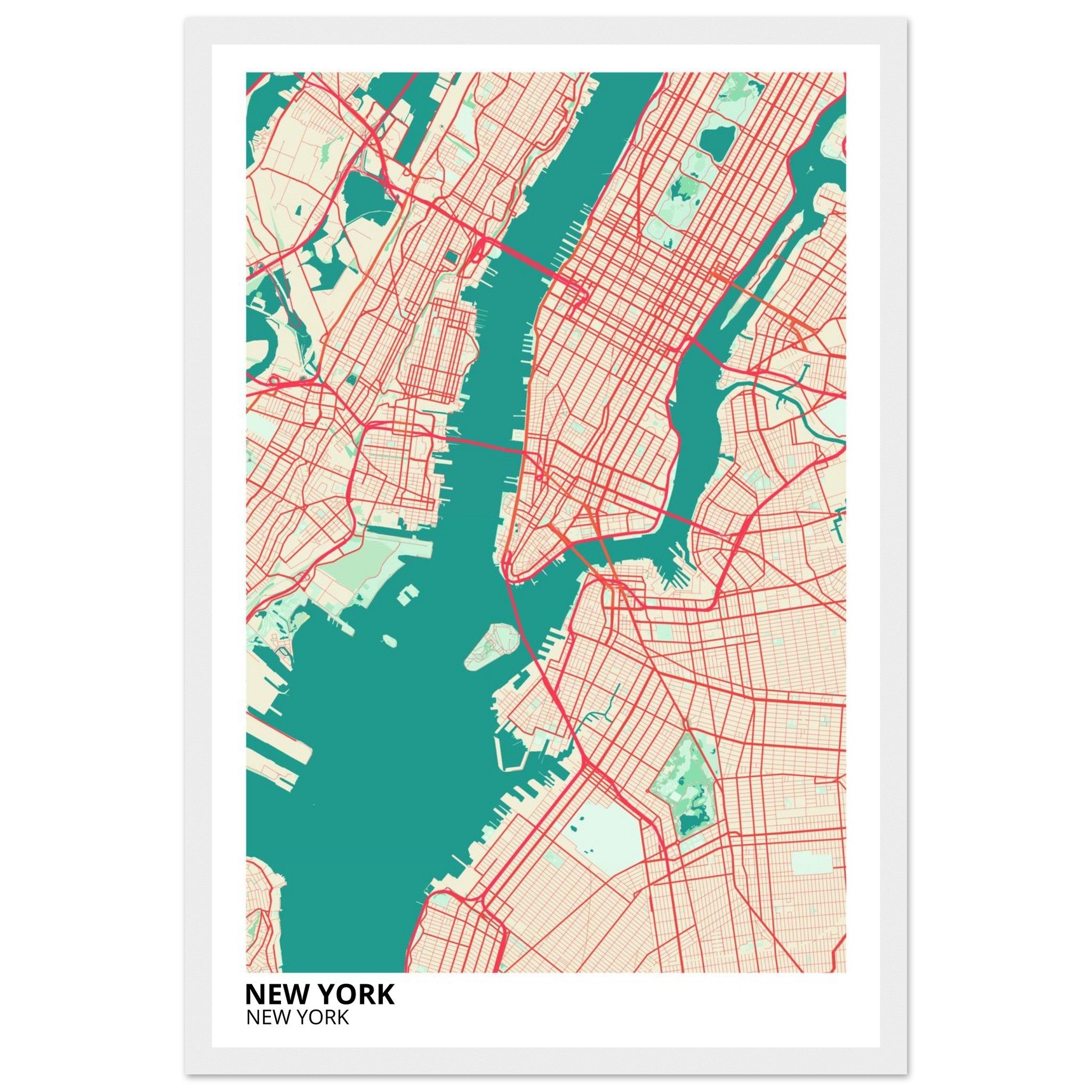 new york map poster print