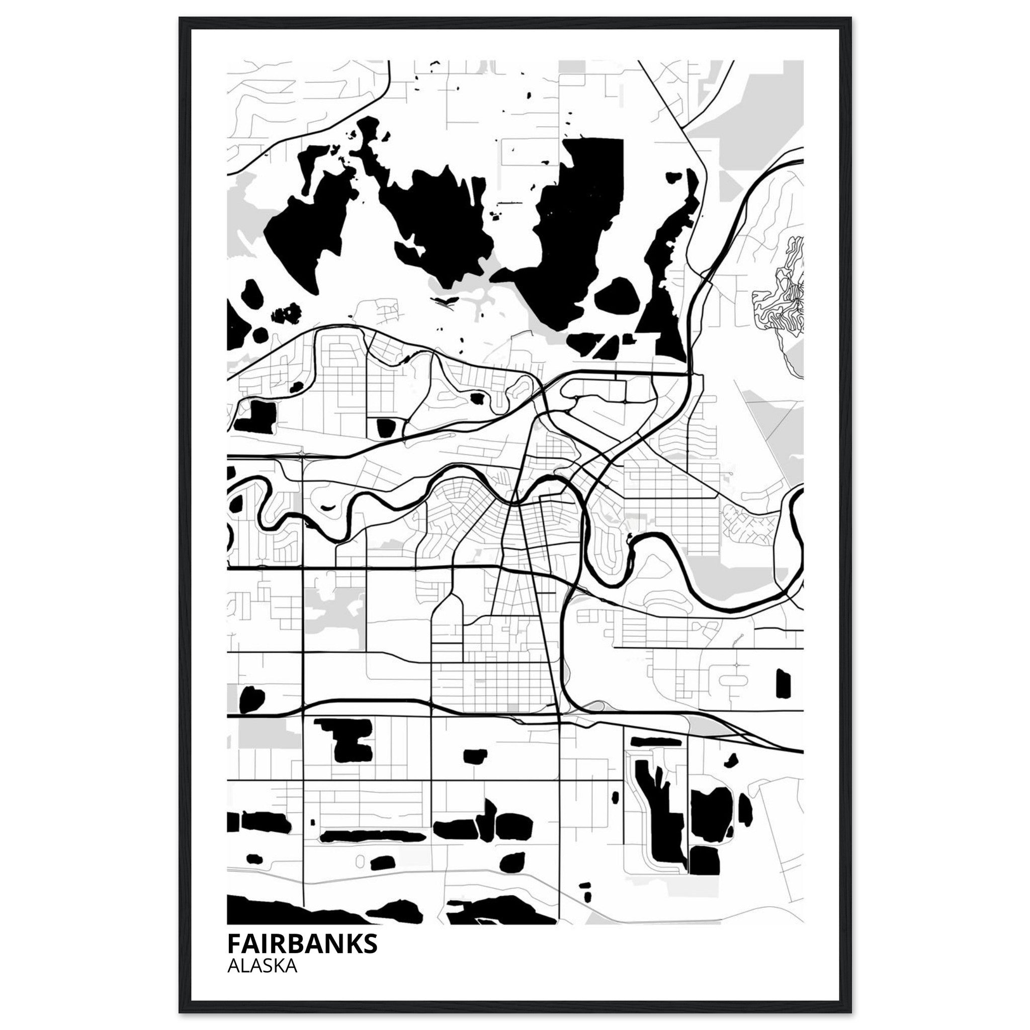 Fairbanks Alaska City Map Poster | Custom Map Art Print - Ink And Atlas