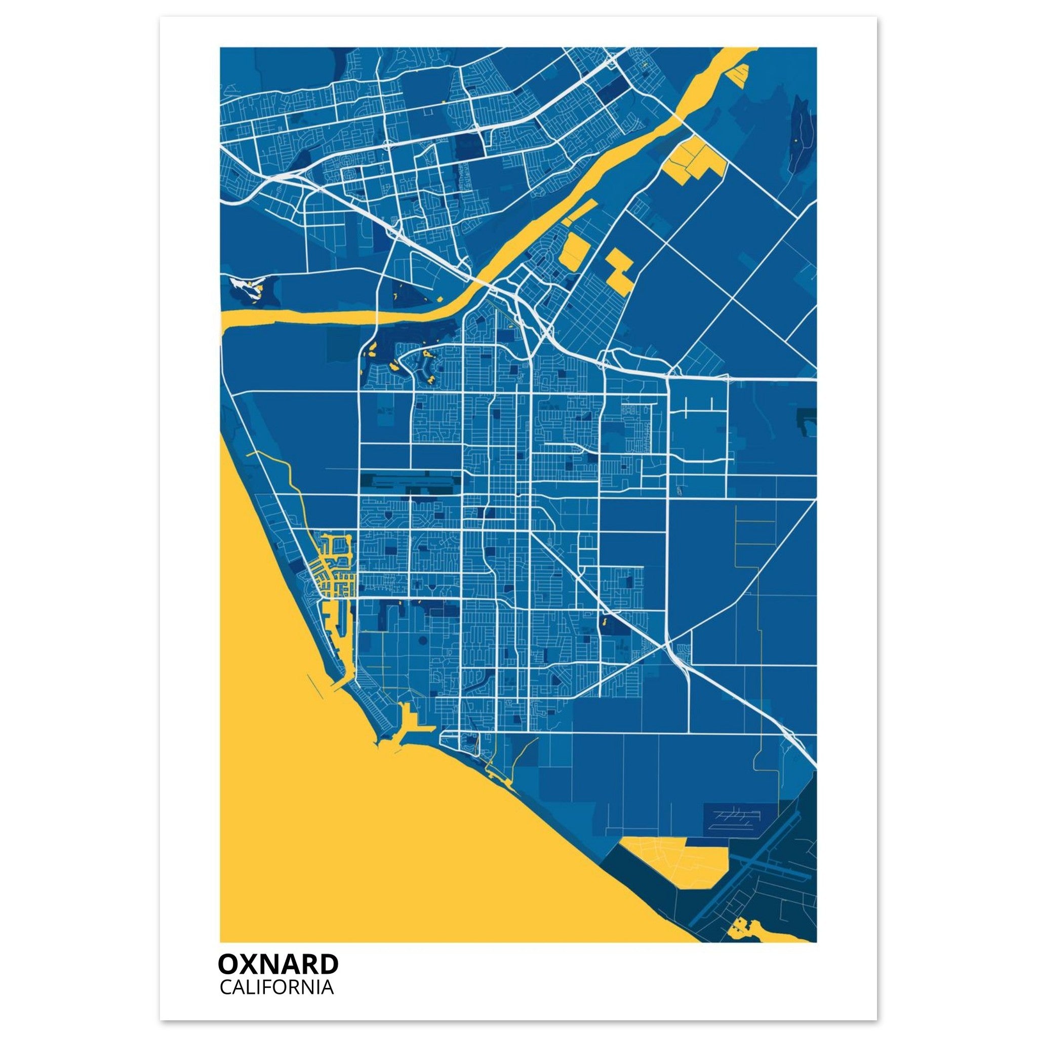 Oxnard California City Map Poster | Custom Map Art Print - Ink And Atlas