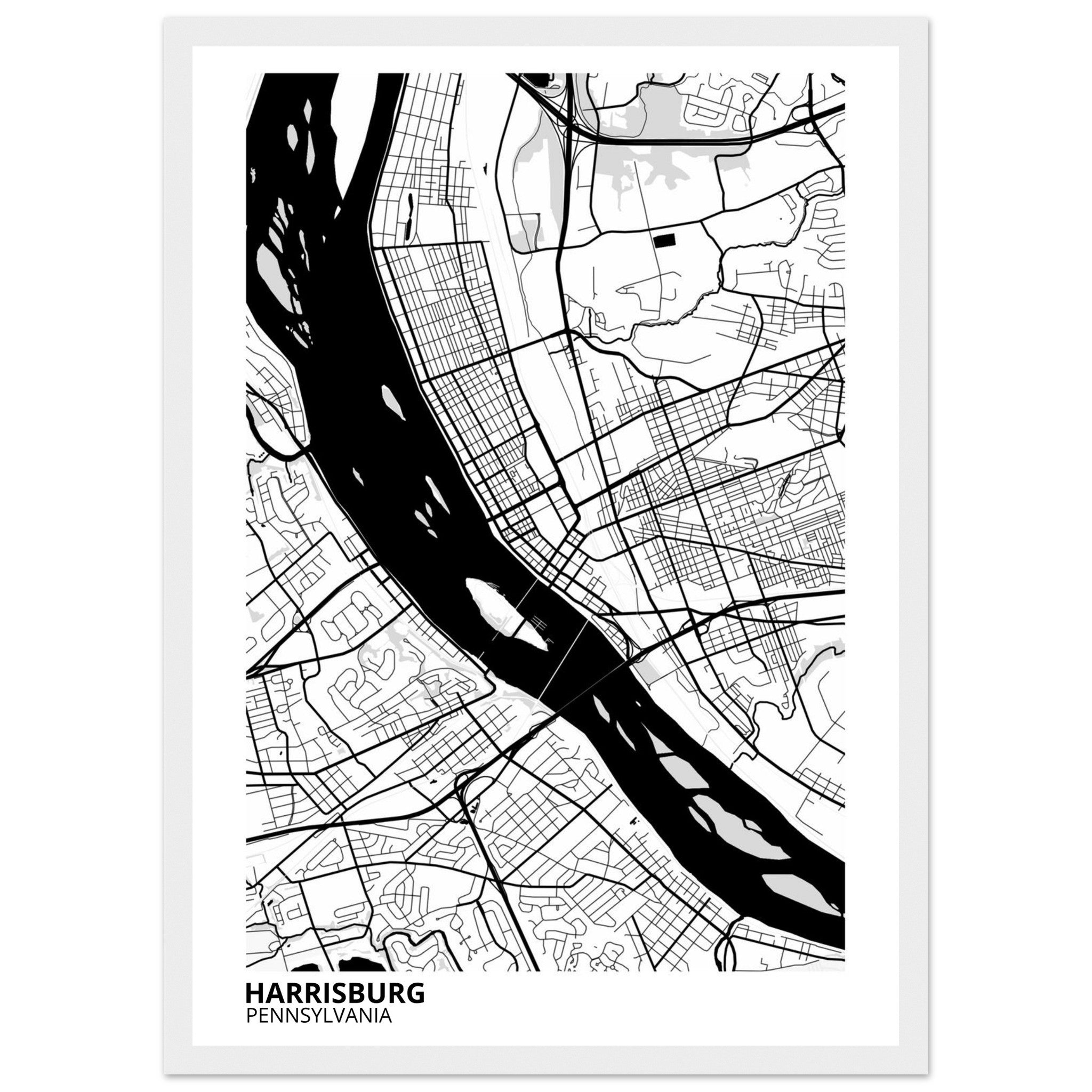 harrisburg map poster print
