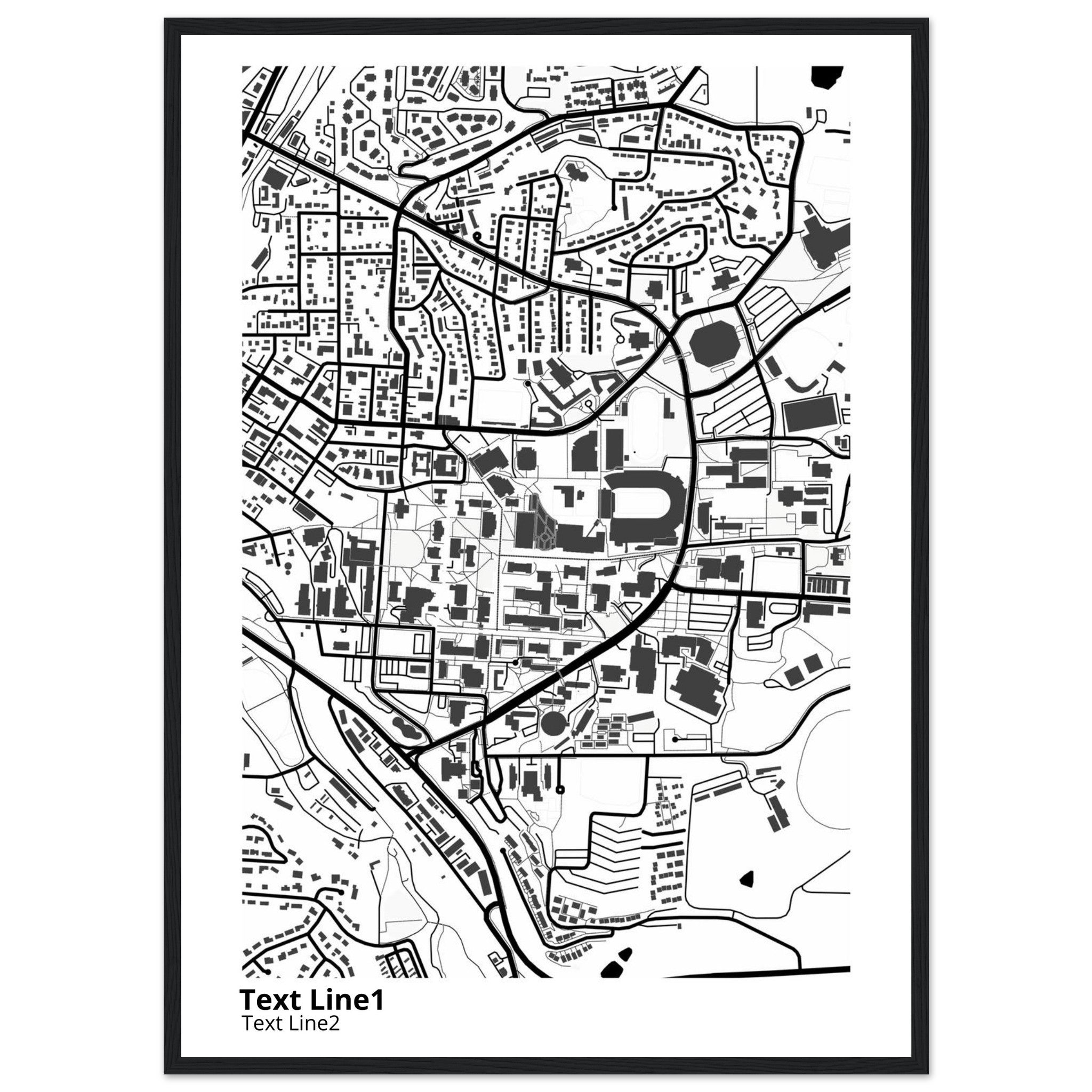 washington state university modern campus map print