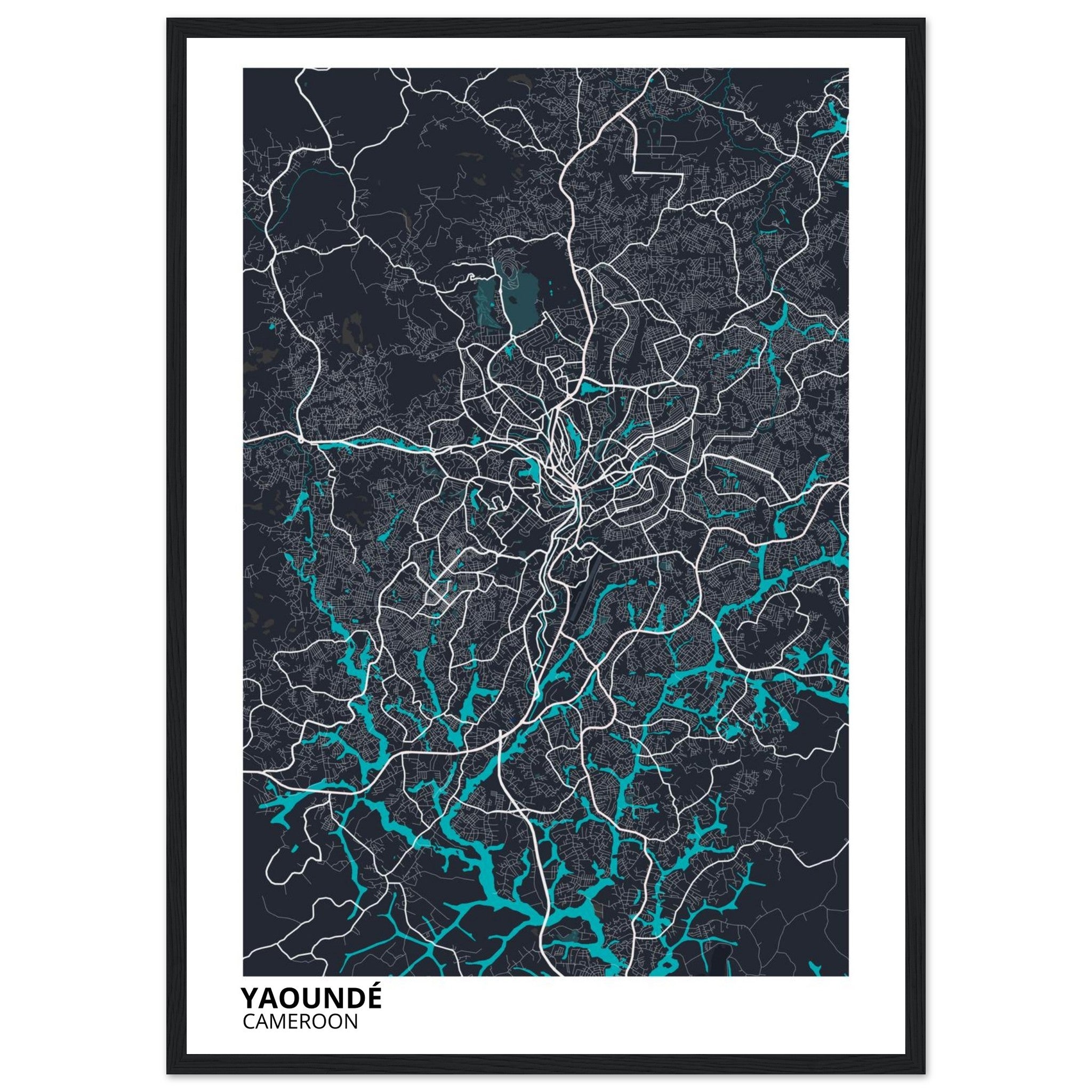 Yaounde Cameroon City Map Poster | Custom Map Art Print - Ink And Atlas