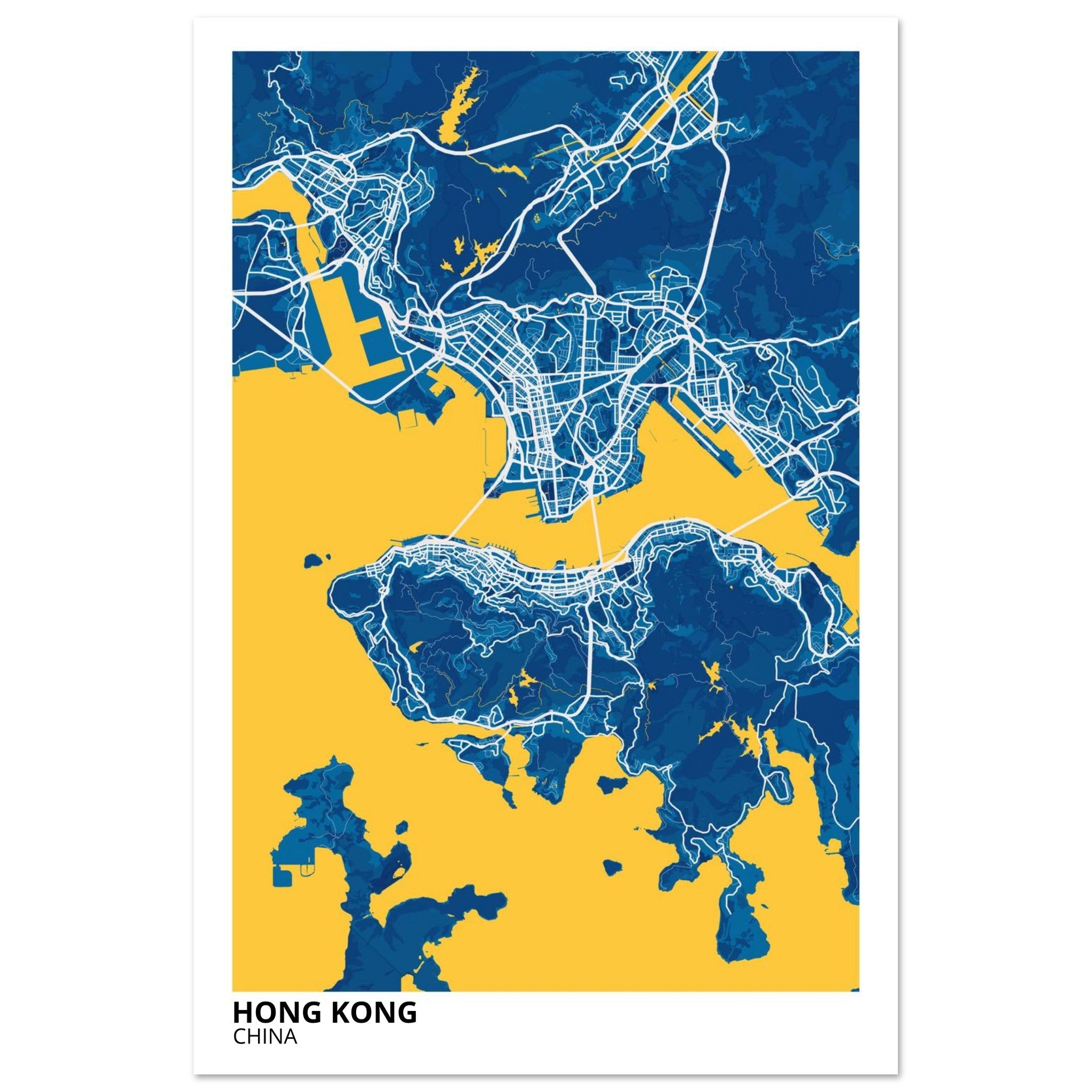 Hong Kong China City Map Poster | Custom Map Art Print - Ink And Atlas