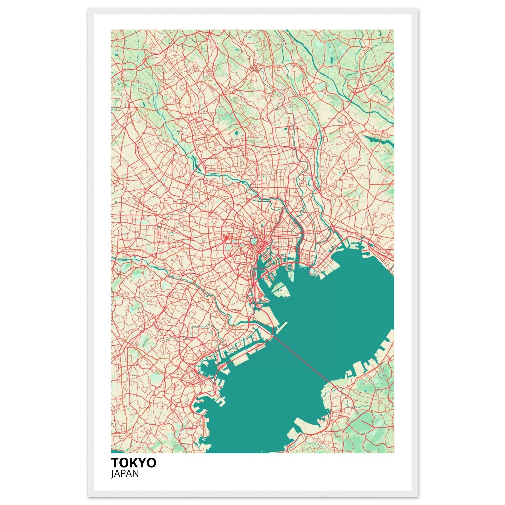 tokyo japan map poster print
