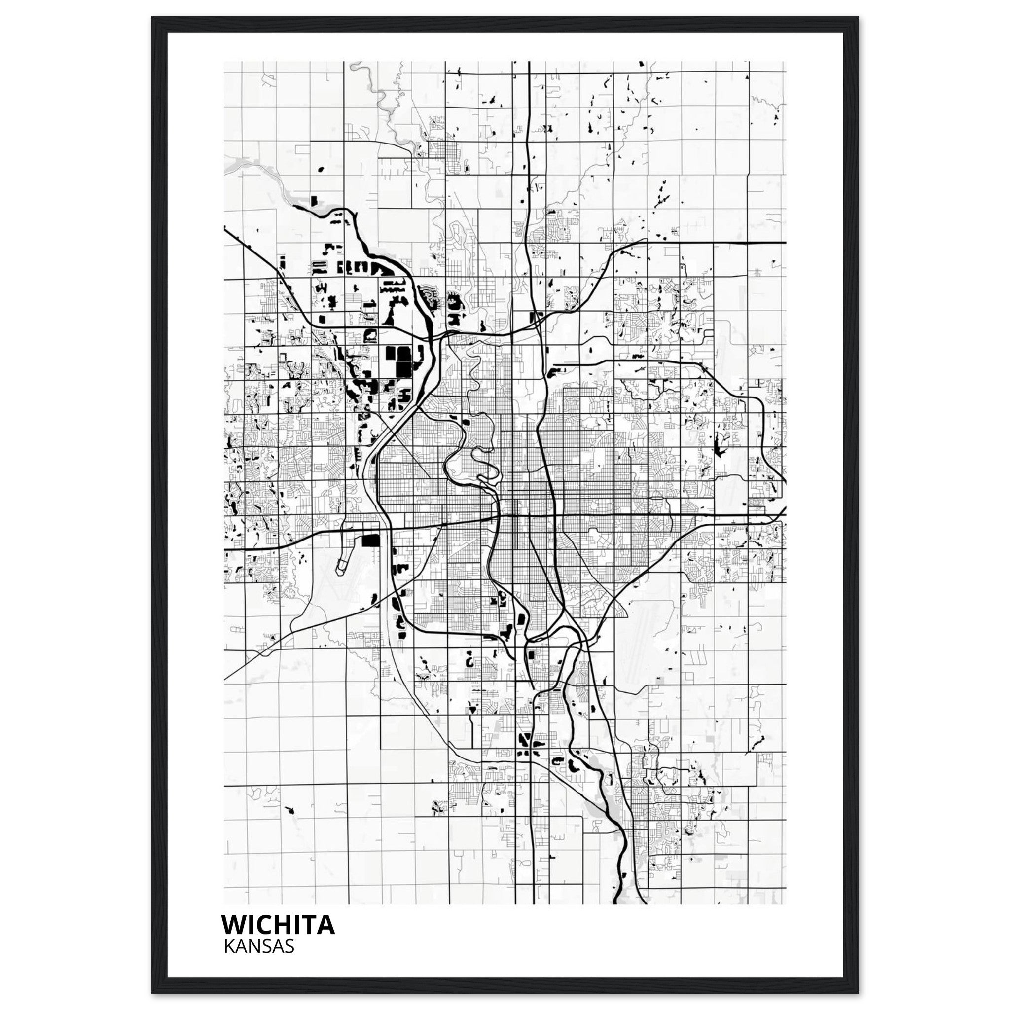 wichita map poster print