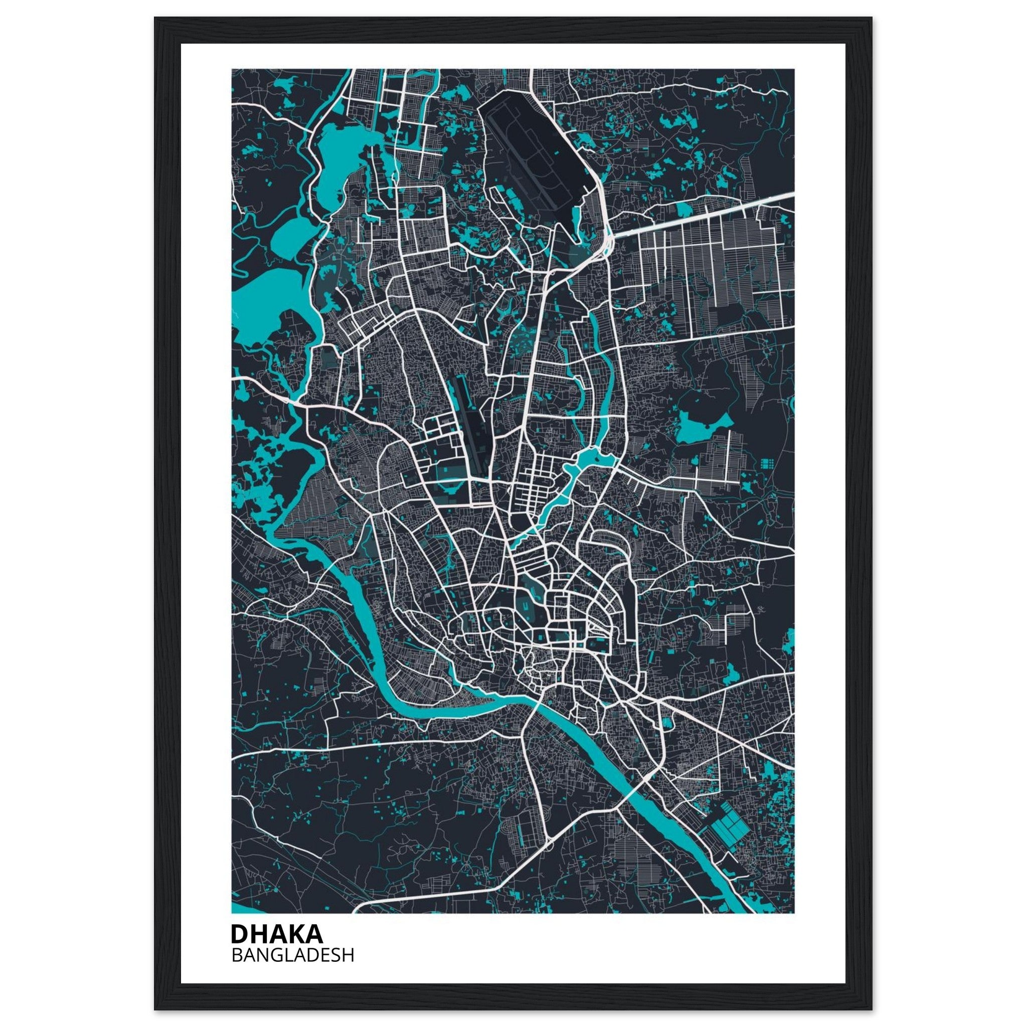 dhaka bangladesh map poster print