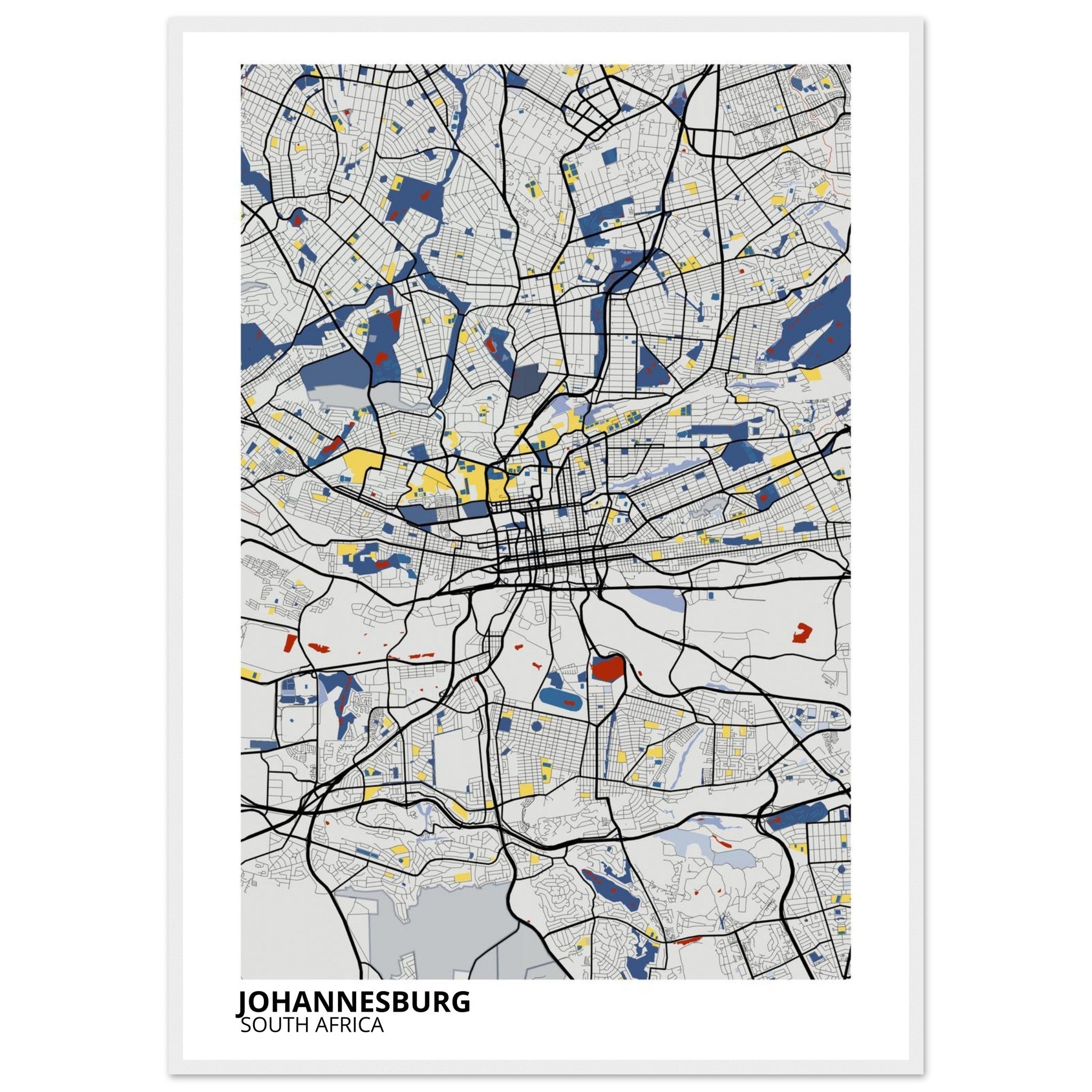 Johannesburg South Africa City Map Poster | Custom Map Art Print - Ink And Atlas