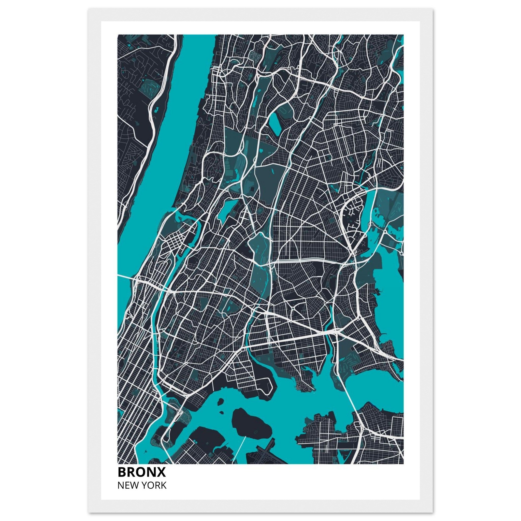 bronx map poster print