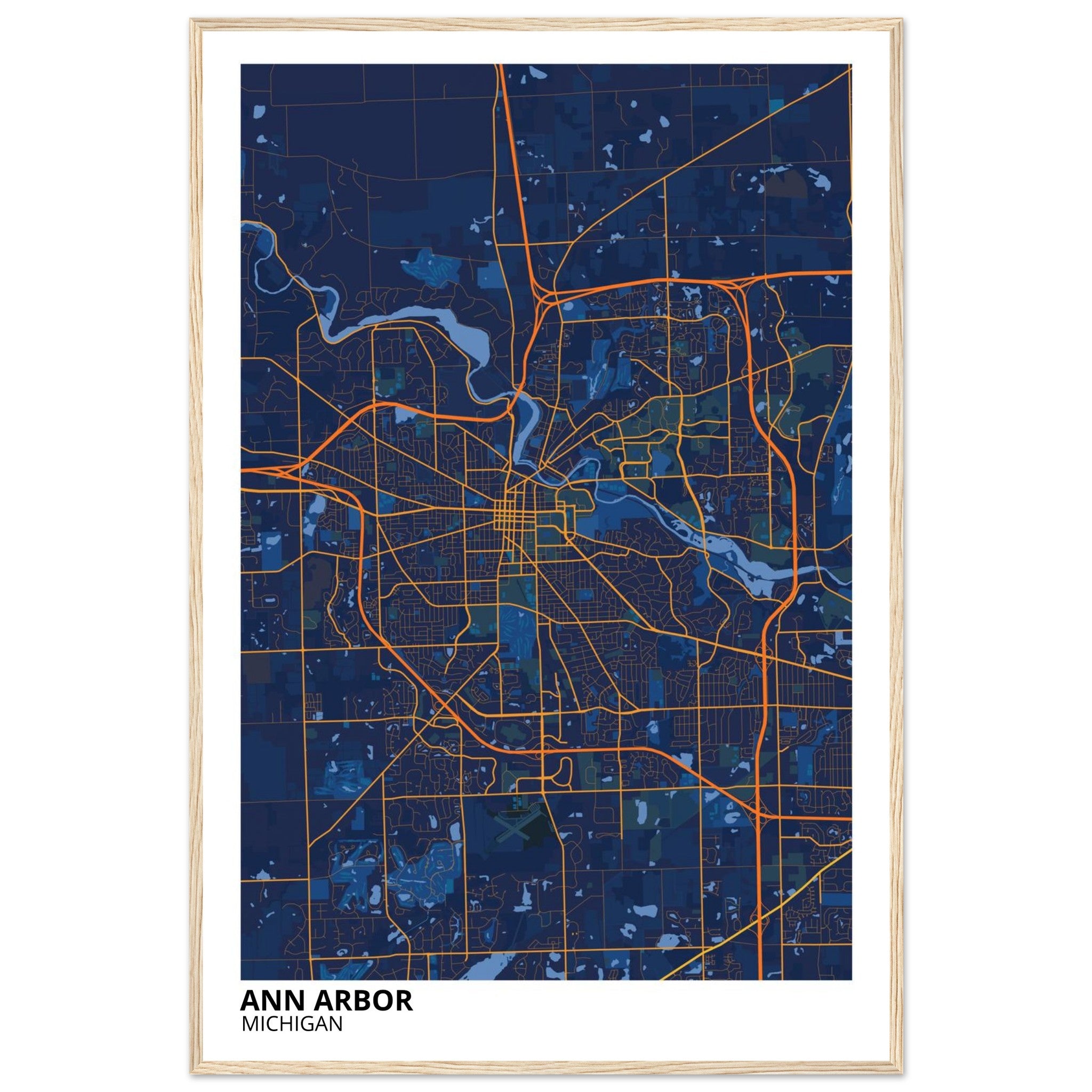 Ann Arbor Michigan City Map Poster | Custom Map Art Print - Ink And Atlas