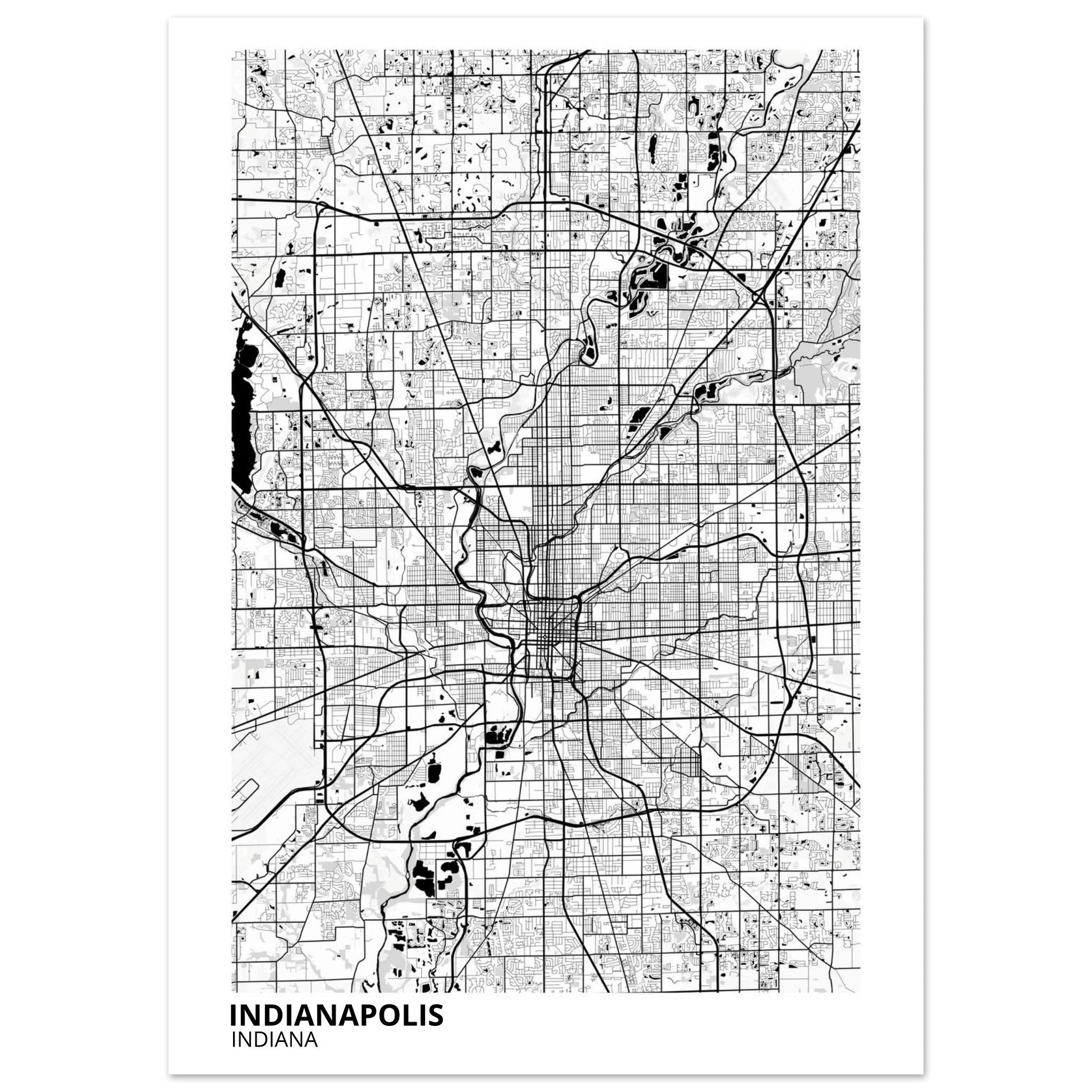 indianapolis map poster print