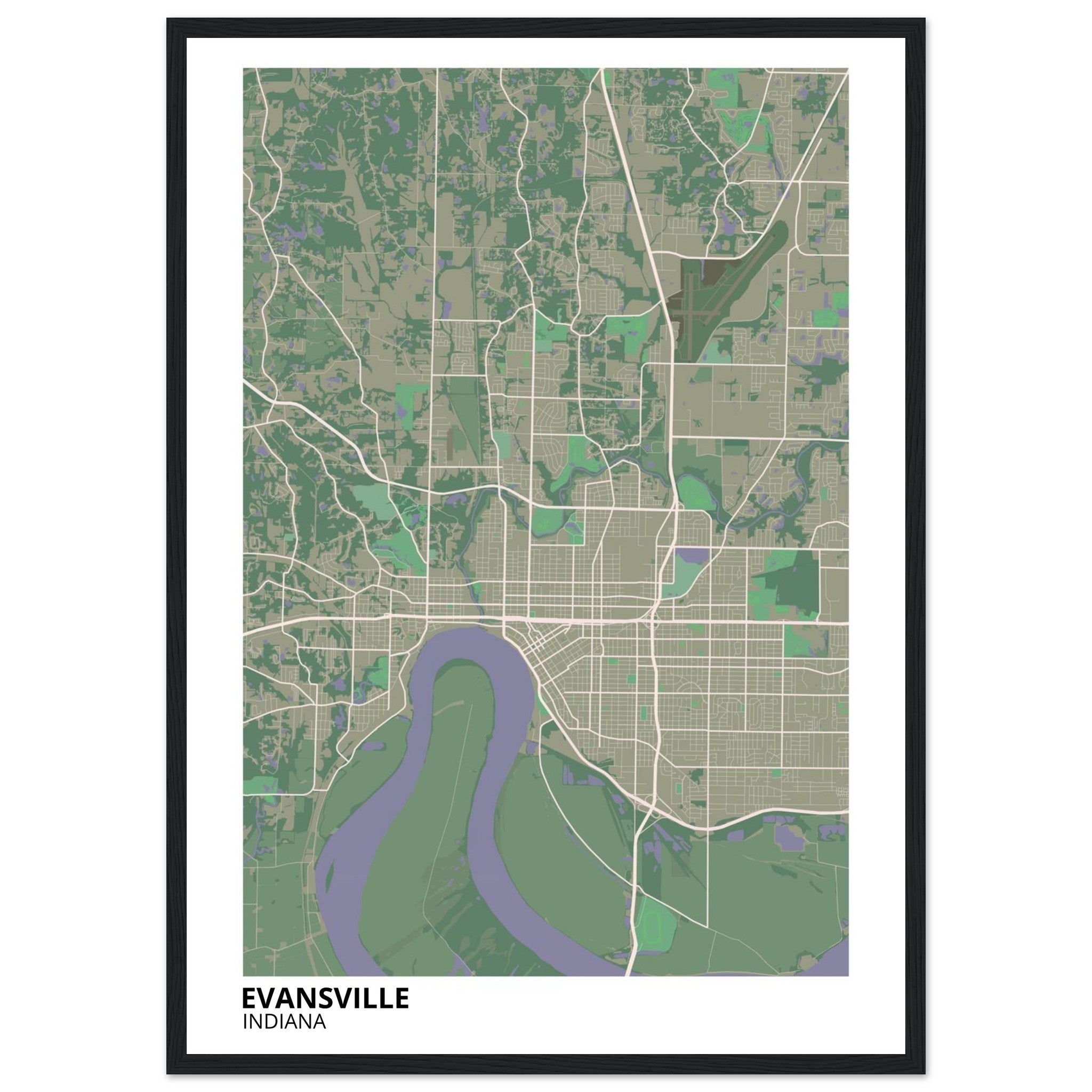 Evansville Indiana City Map Poster | Custom Map Art Print - Ink And Atlas