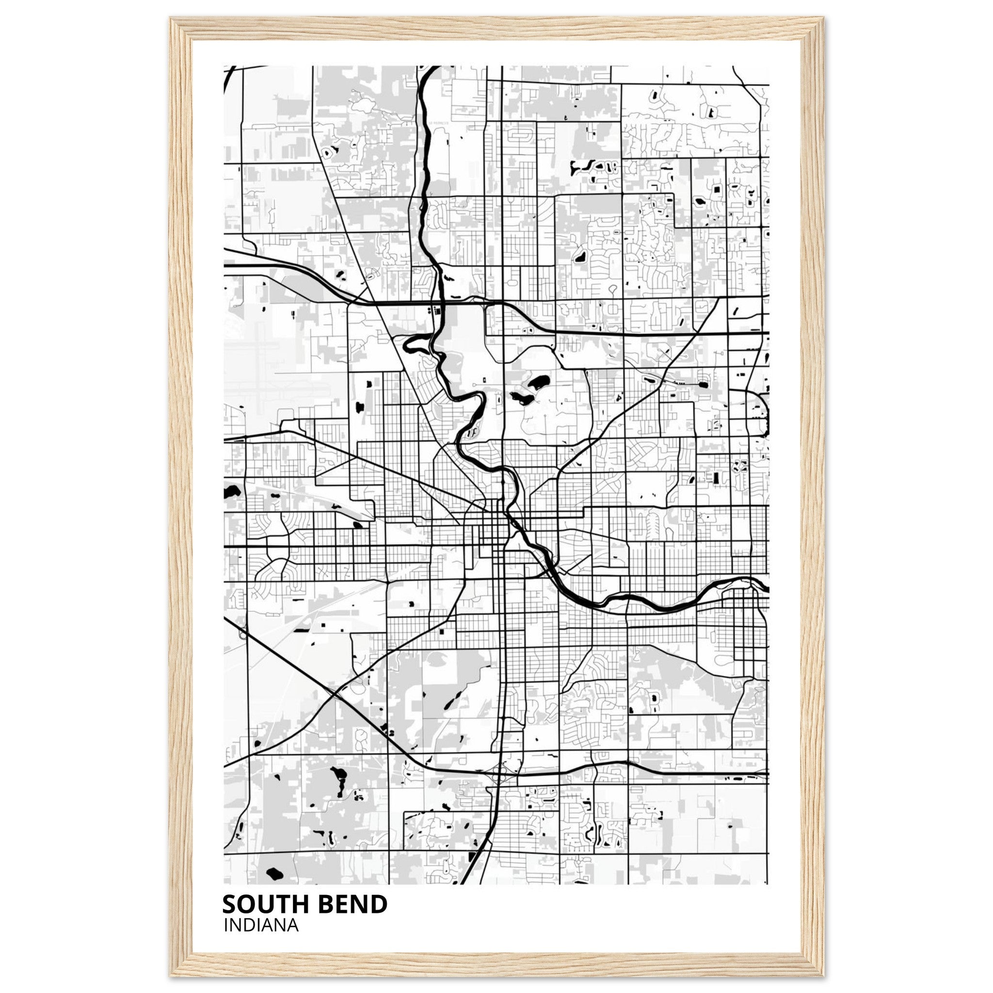 South Bend Indiana City Map Poster | Custom Map Art Print - Ink And Atlas