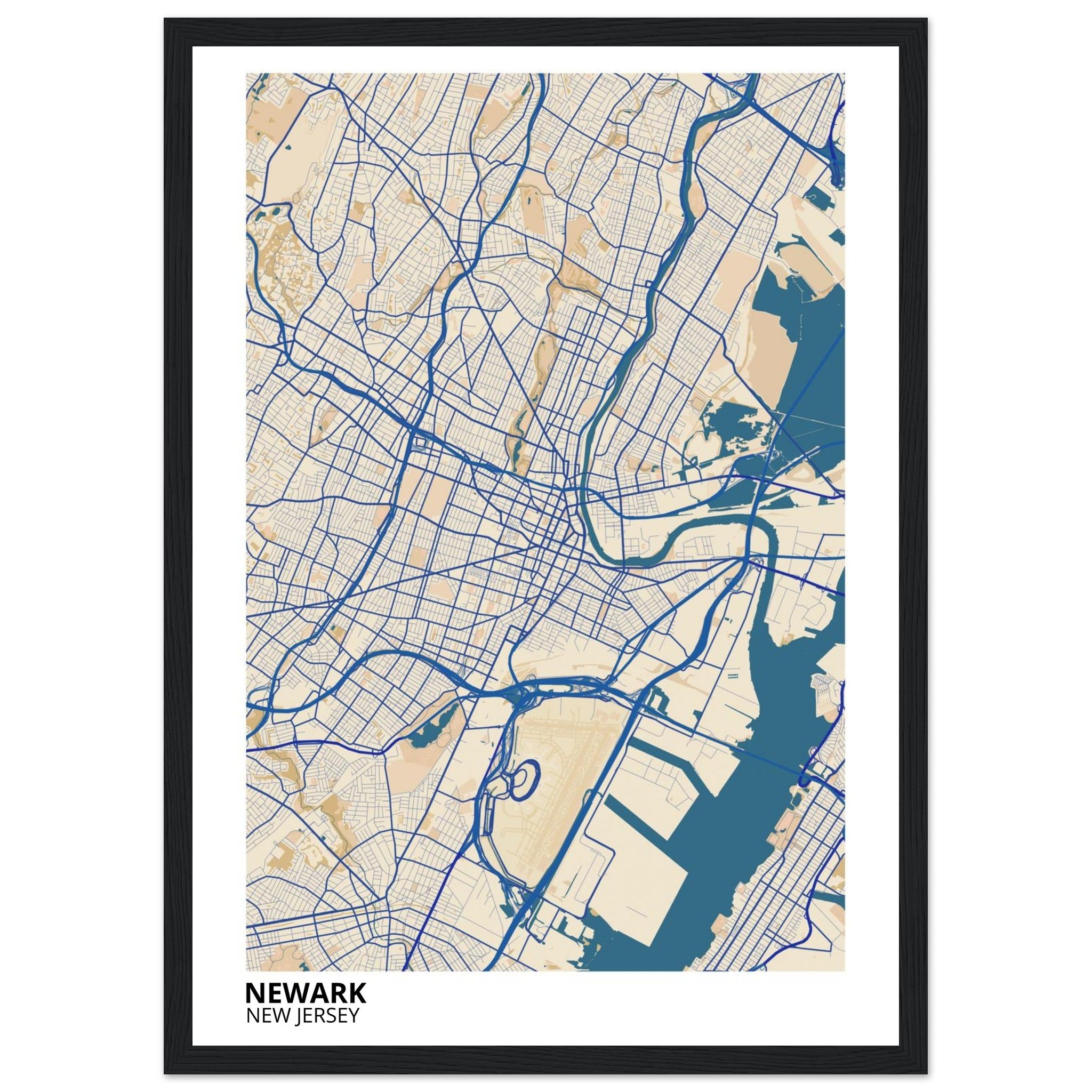 Newark New Jersey City Map Poster | Custom Map Art Print - Ink And Atlas
