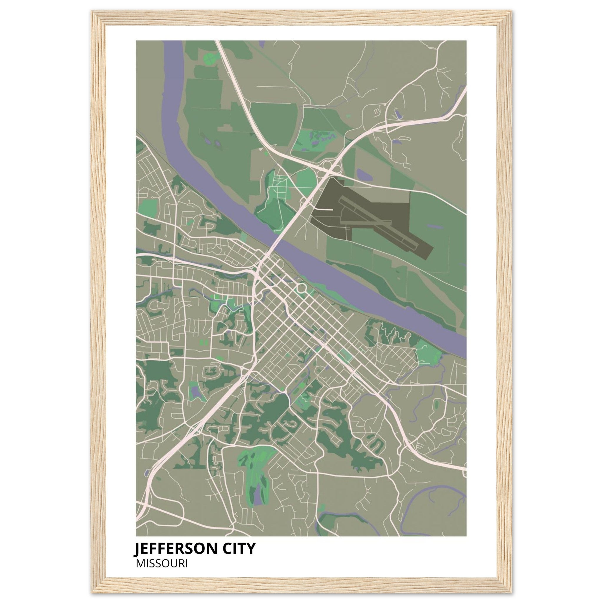 jefferson city map poster print