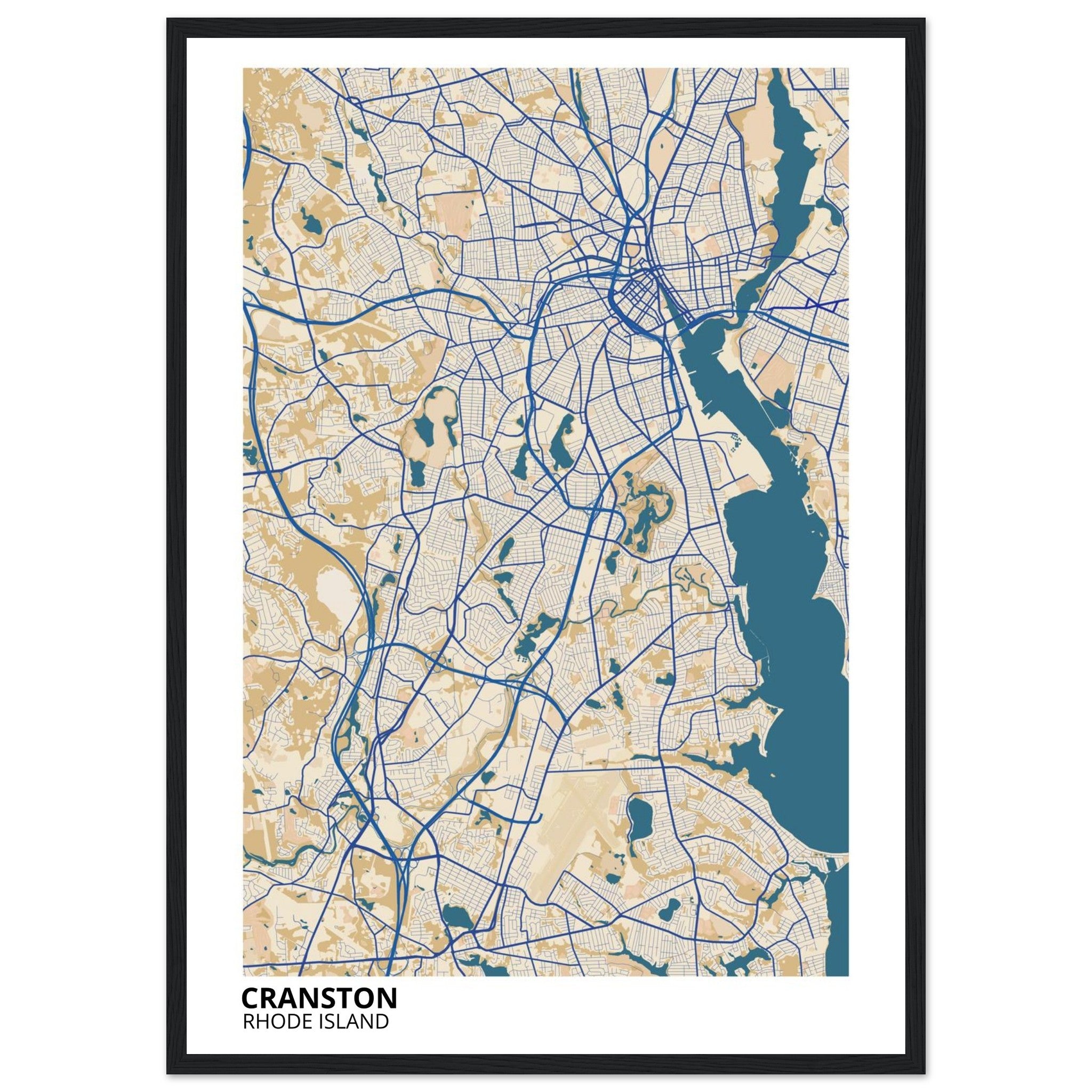 Cranston Rhode Island City Map Poster | Custom Map Art Print - Ink And Atlas