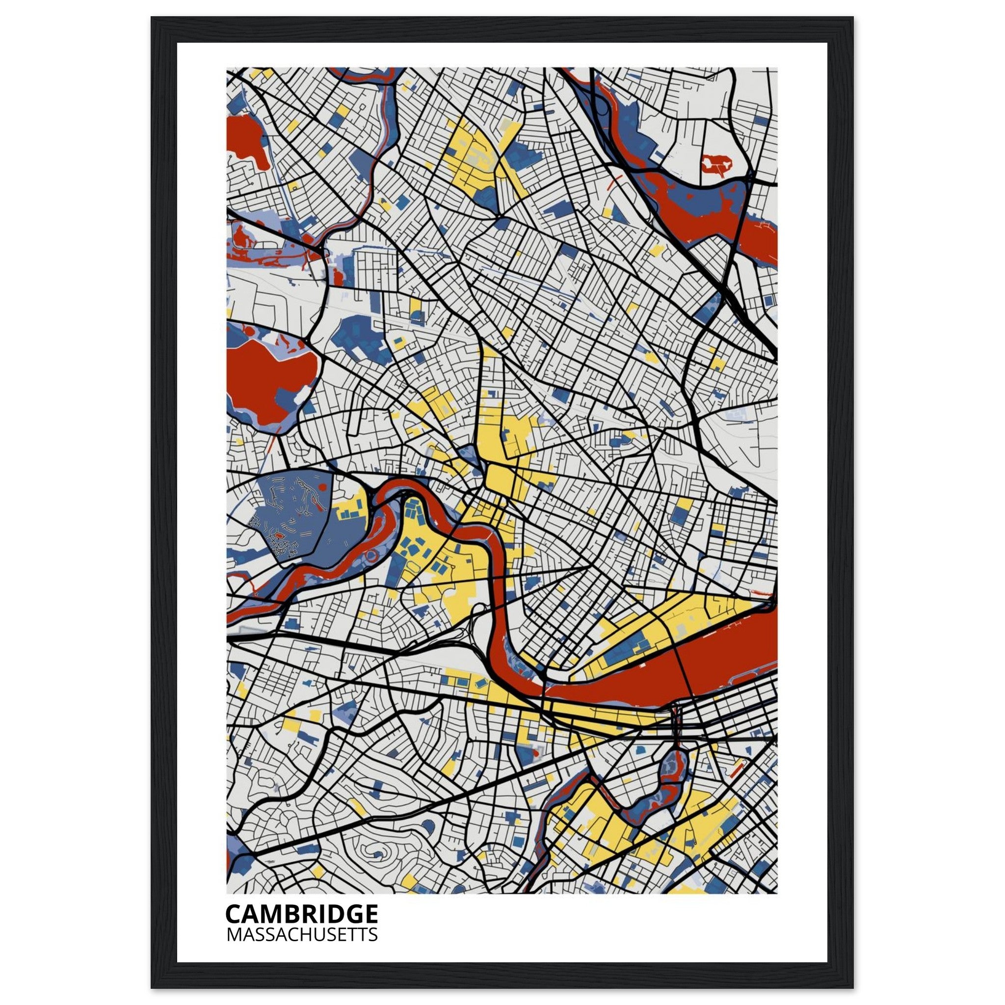 Cambridge Massachusetts City Map Poster | Custom Map Art Print - Ink And Atlas