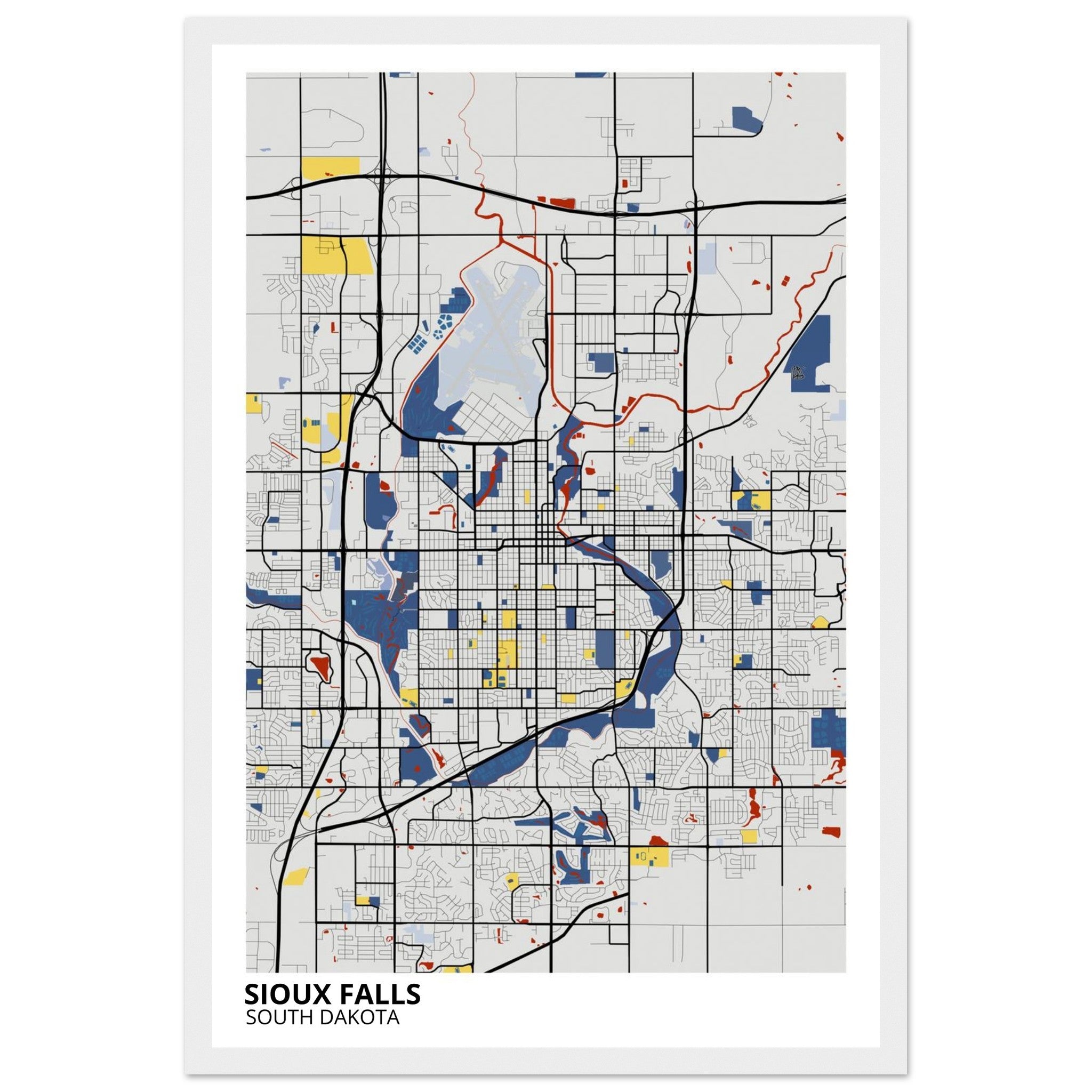Sioux Falls South Dakota City Map Poster | Custom Map Art Print - Ink And Atlas