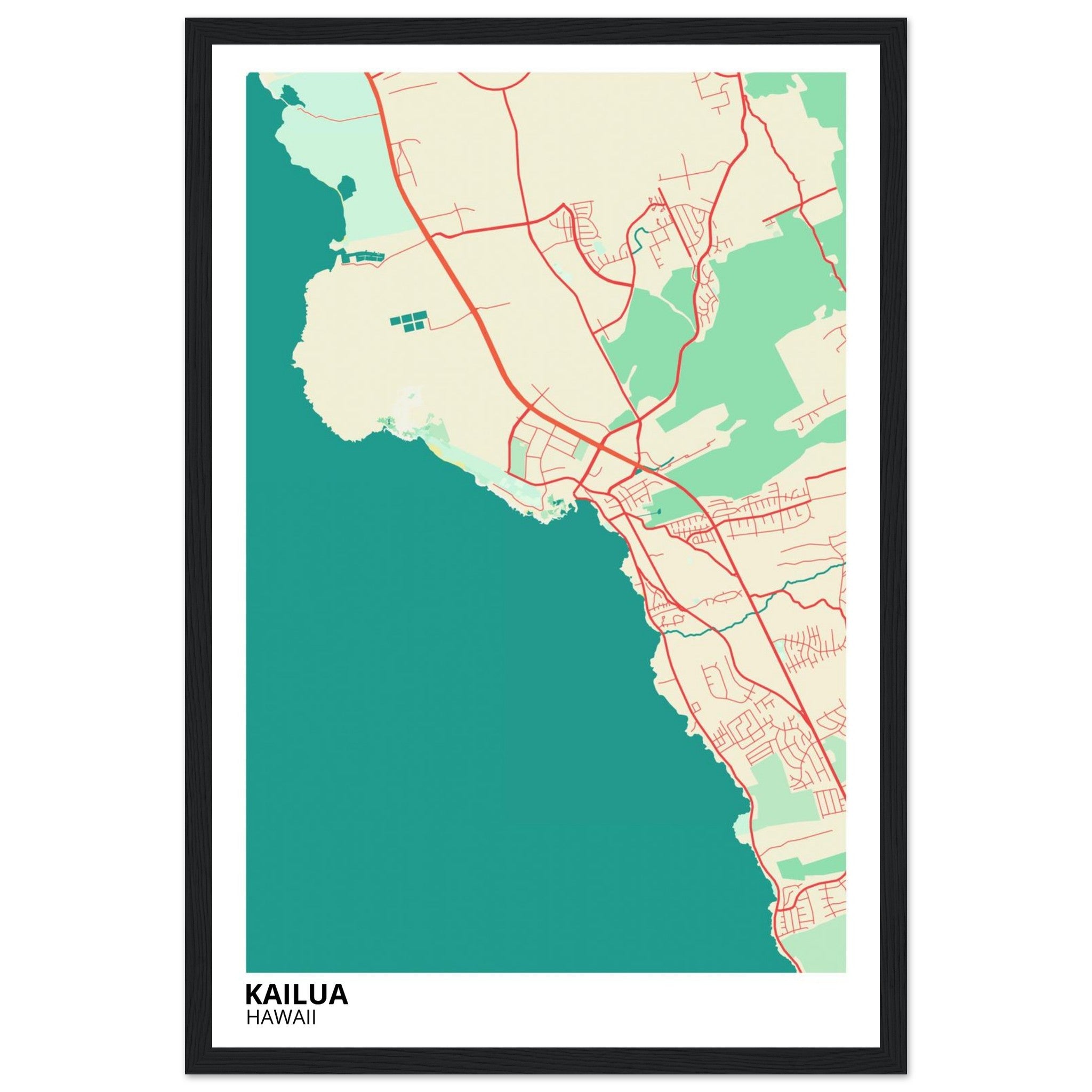 Kailua Hawaii City Map Poster | Custom Map Art Print - Ink And Atlas