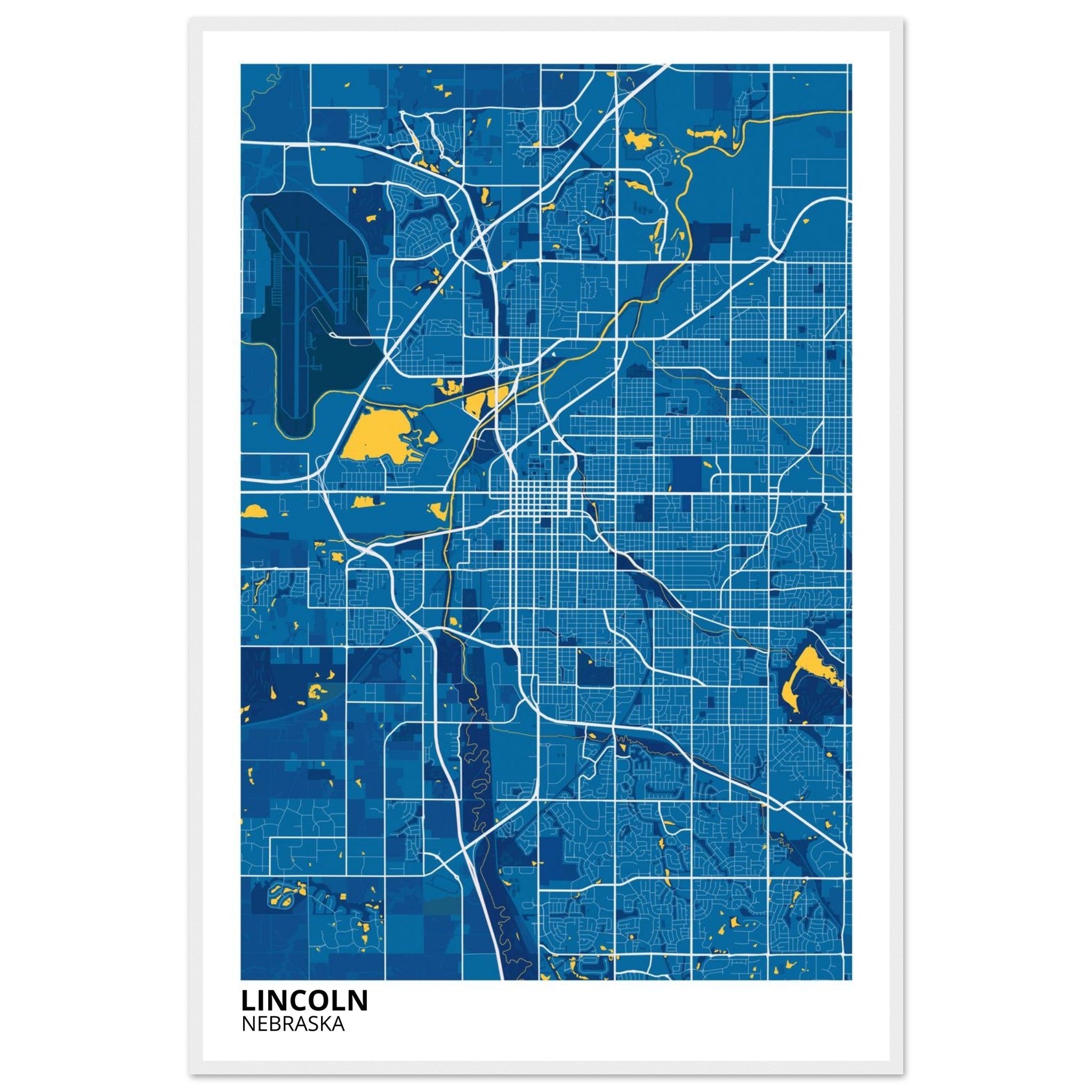 lincoln map poster print