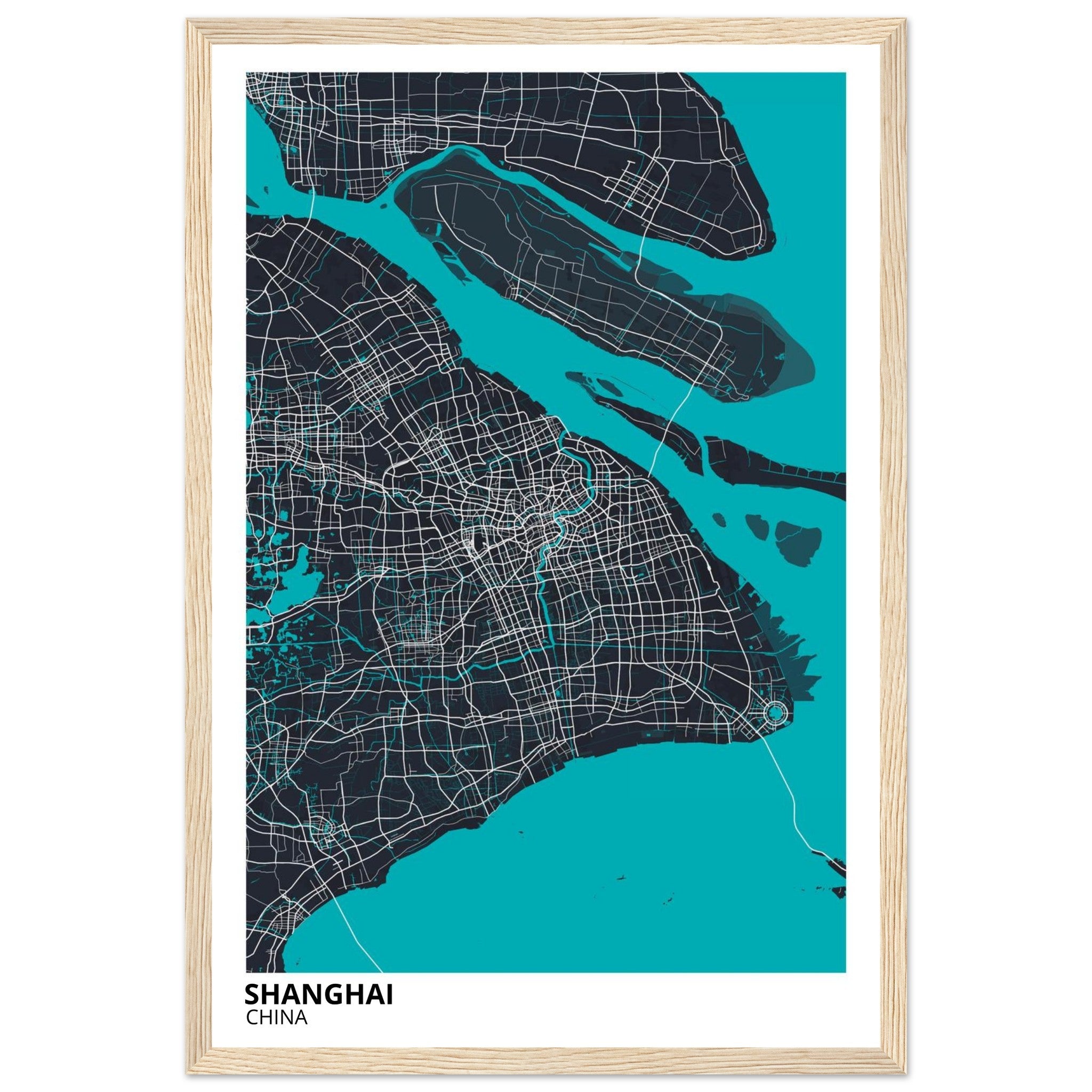 shanghai china map poster print
