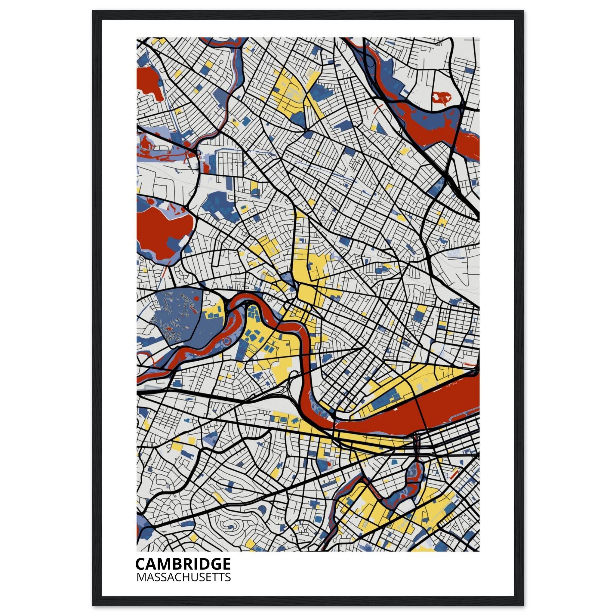 Cambridge Massachusetts City Map Poster | Custom Map Art Print - Ink And Atlas