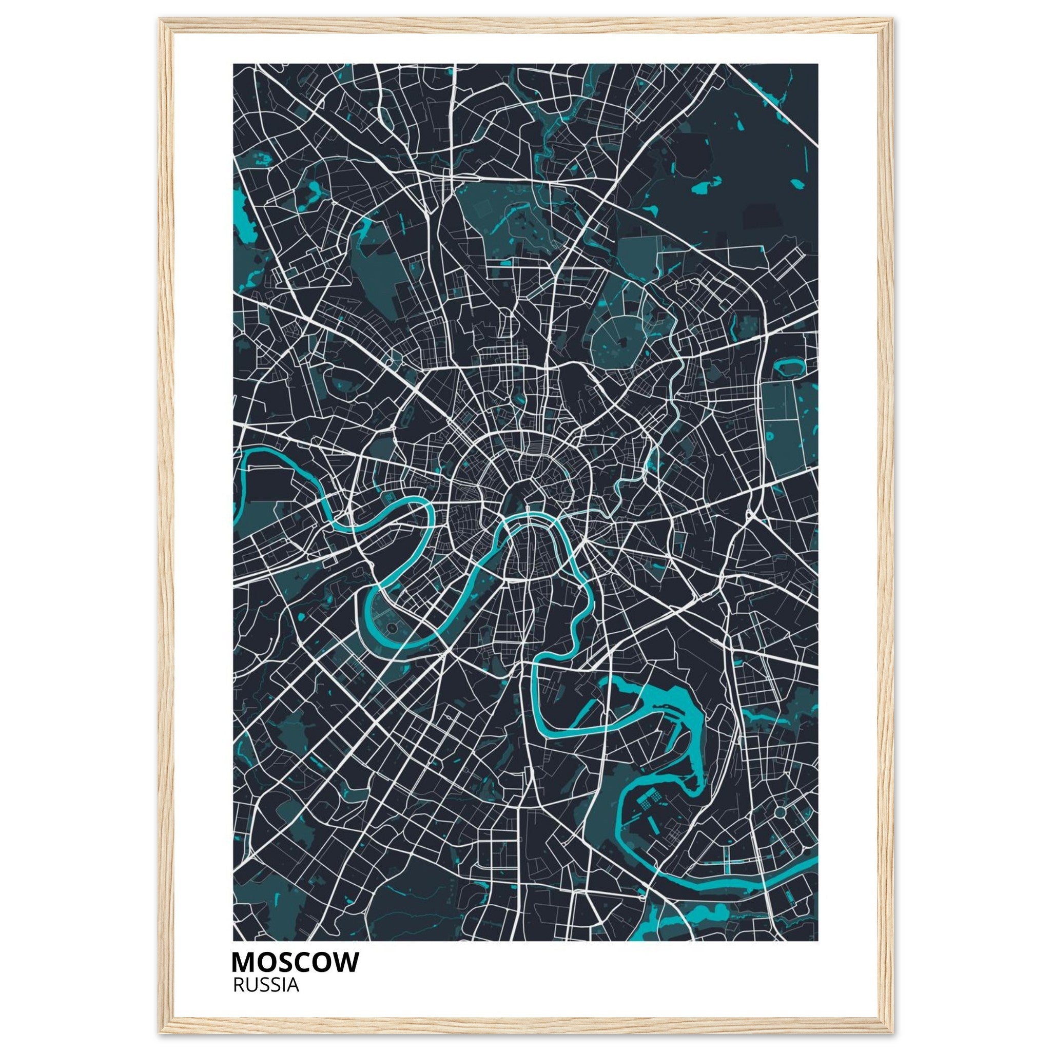 moscow russia map poster print
