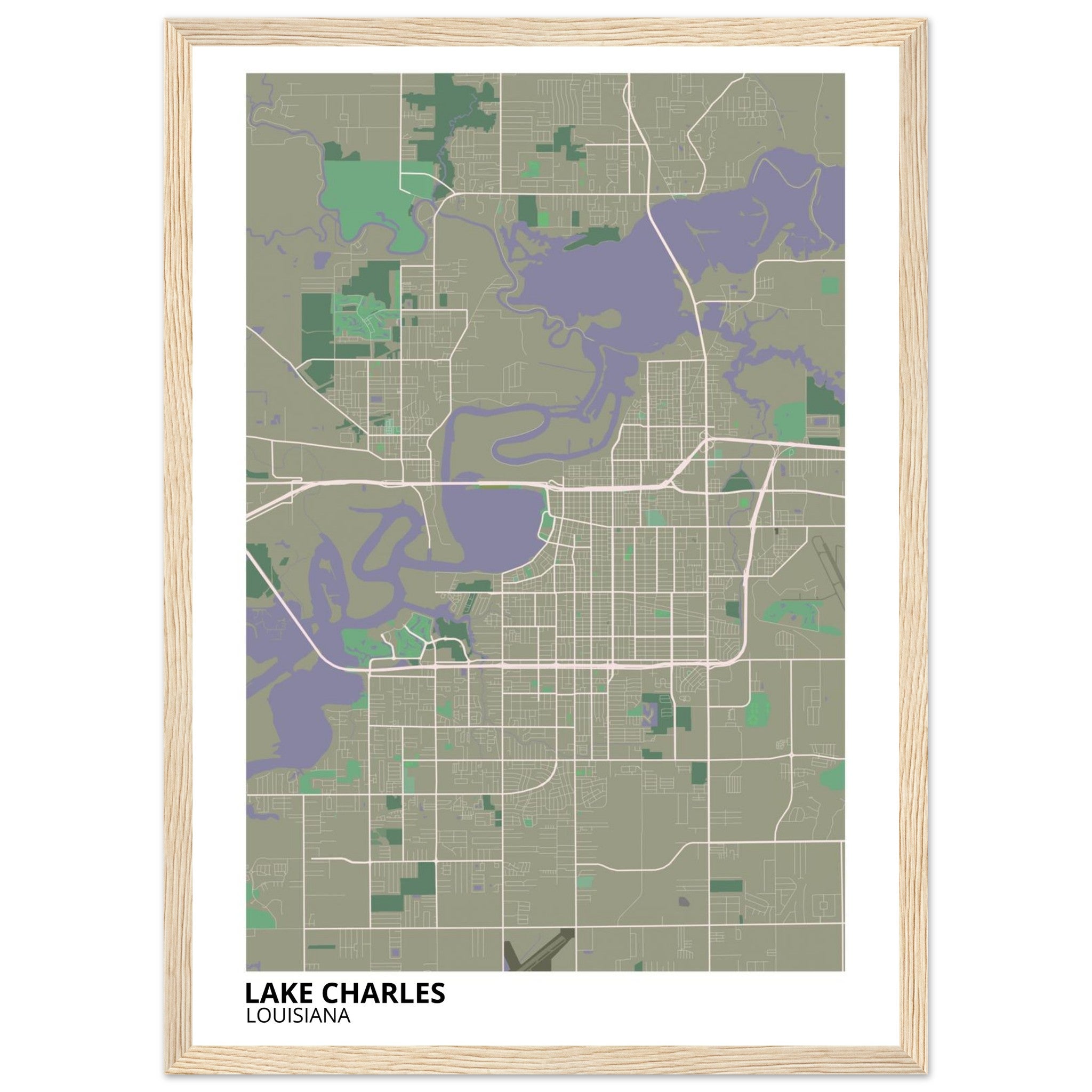 Lake Charles Louisiana City Map Poster | Custom Map Art Print - Ink And Atlas