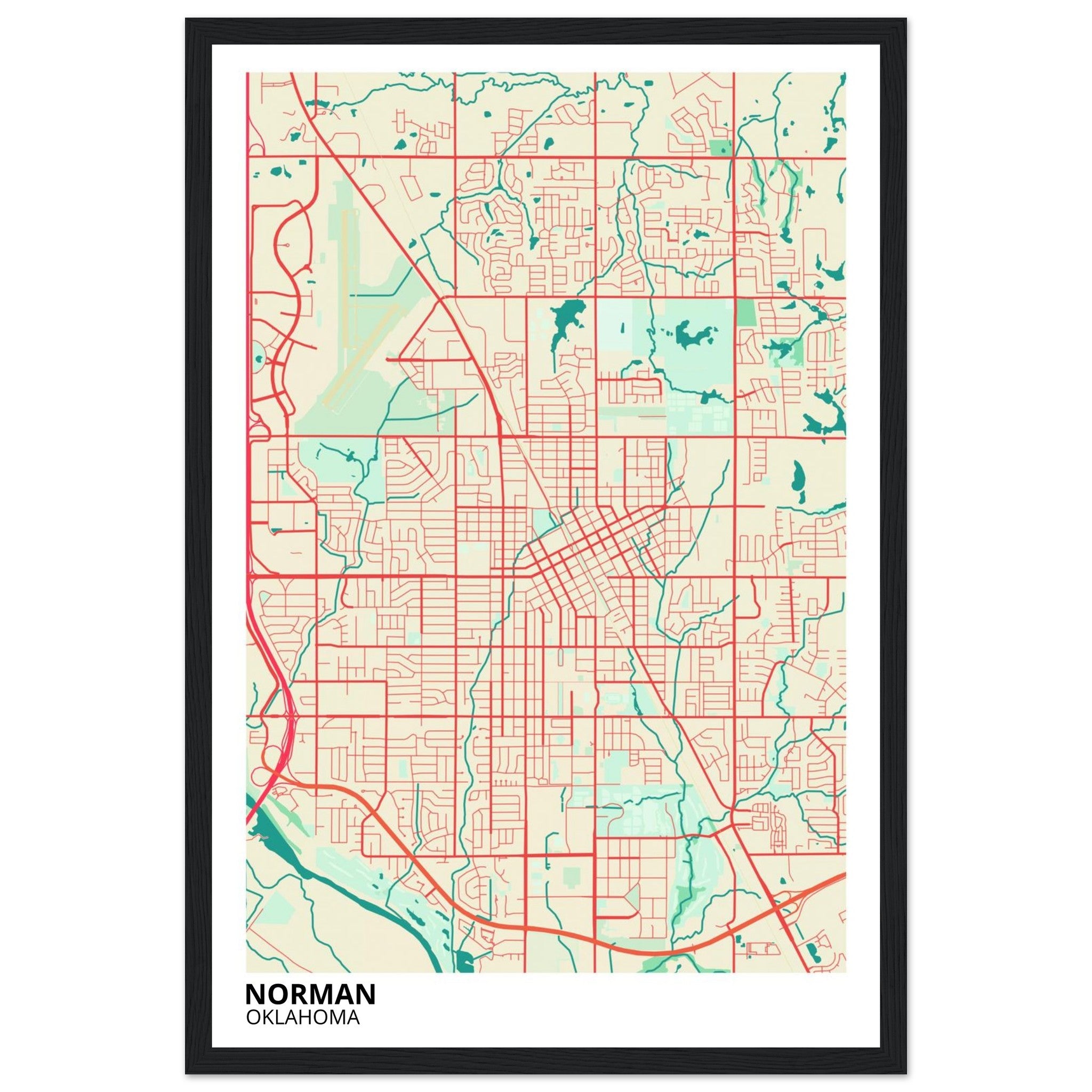Norman Oklahoma City Map Poster | Custom Map Art Print - Ink And Atlas