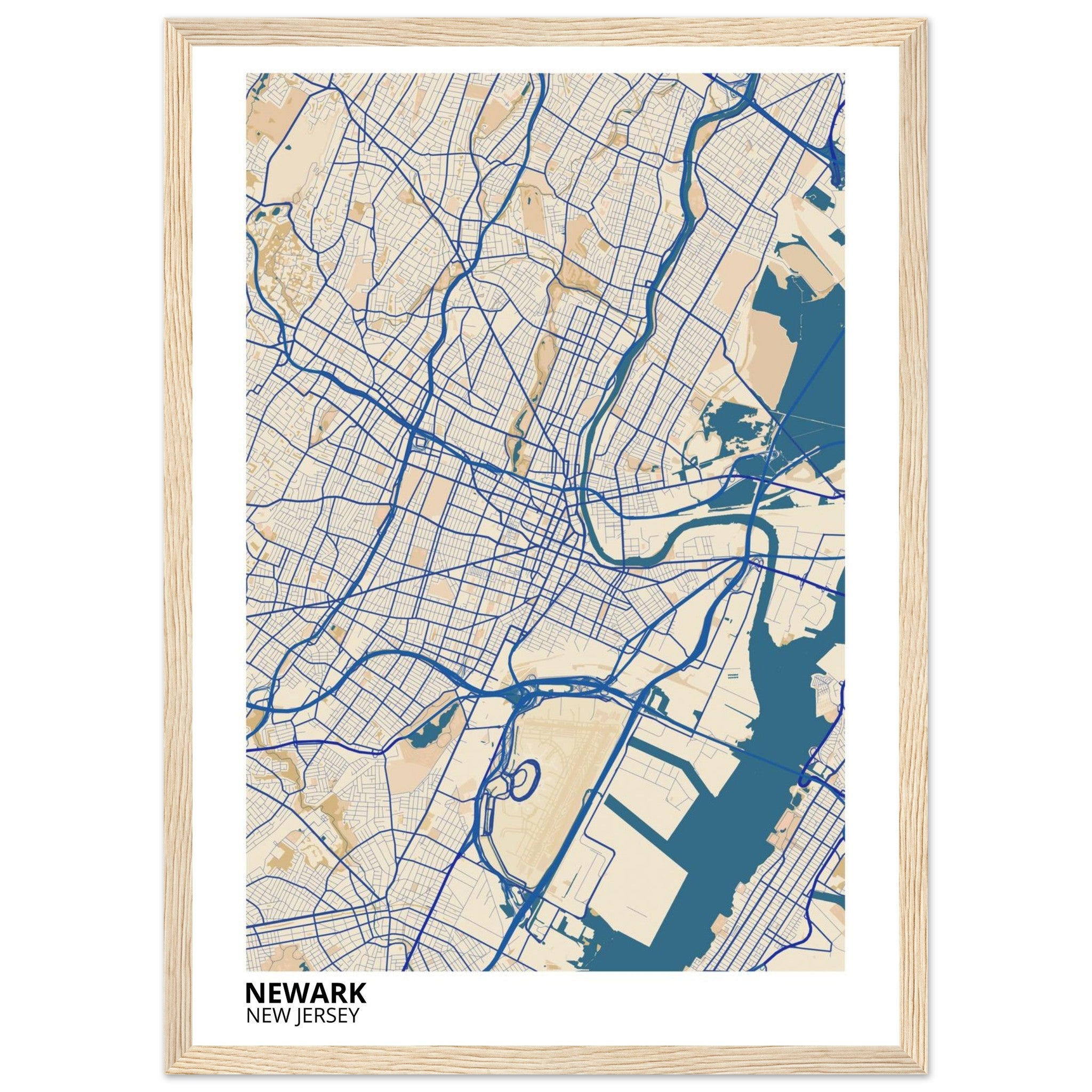 Newark New Jersey City Map Poster | Custom Map Art Print - Ink And Atlas