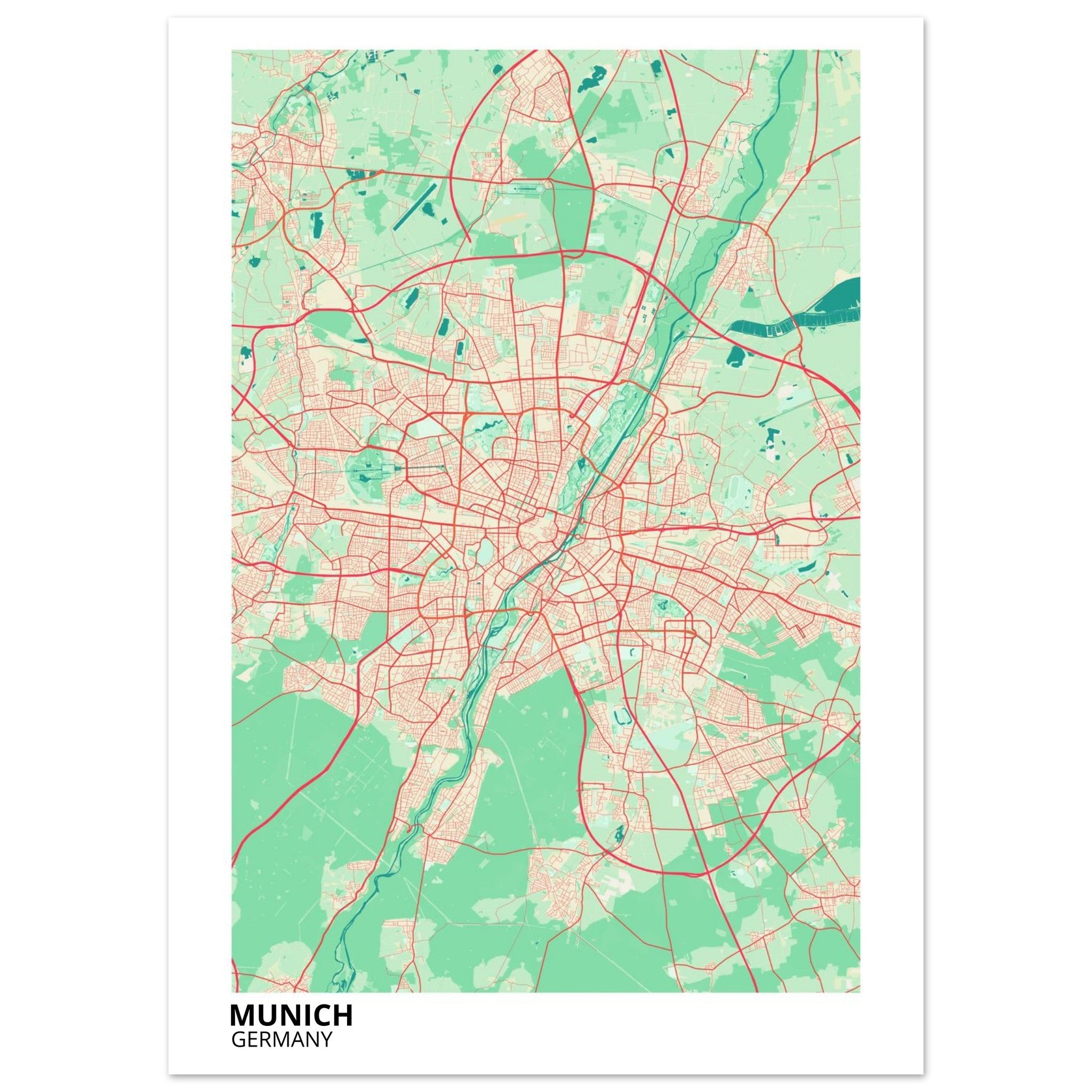 Munich Germany City Map Poster | Custom Map Art Print - Ink And Atlas