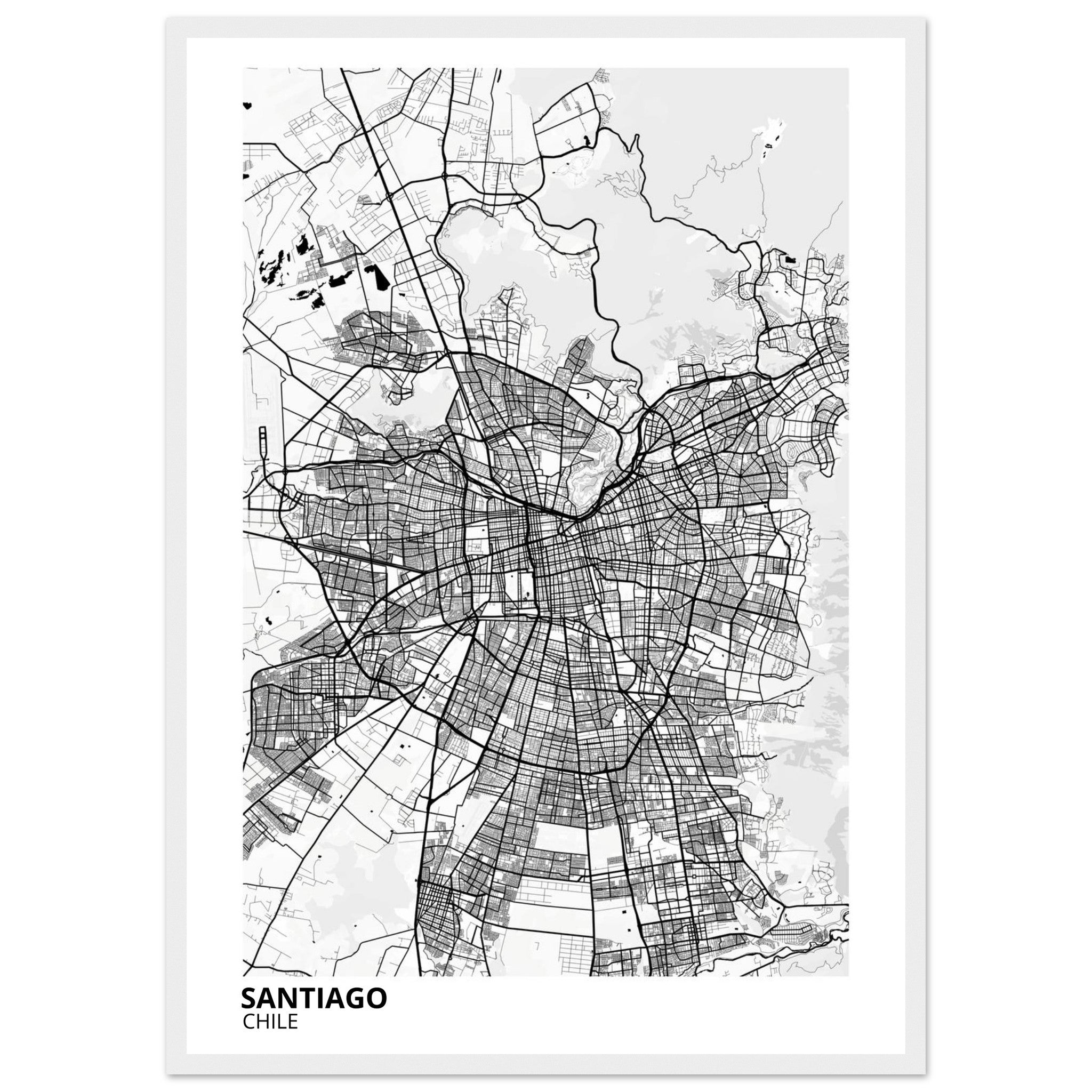 Santiago Chile City Map Poster | Custom Map Art Print - Ink And Atlas