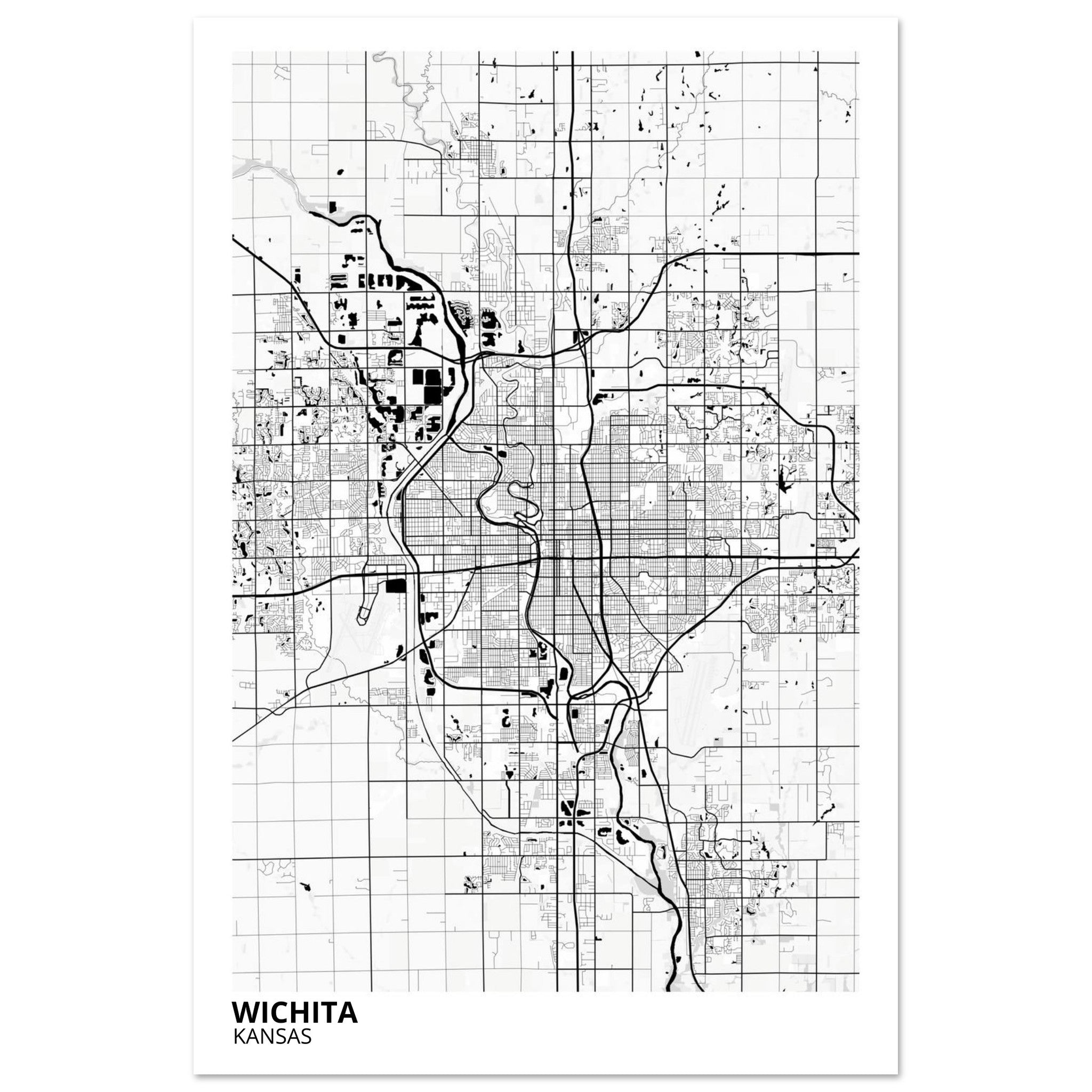 wichita map poster print