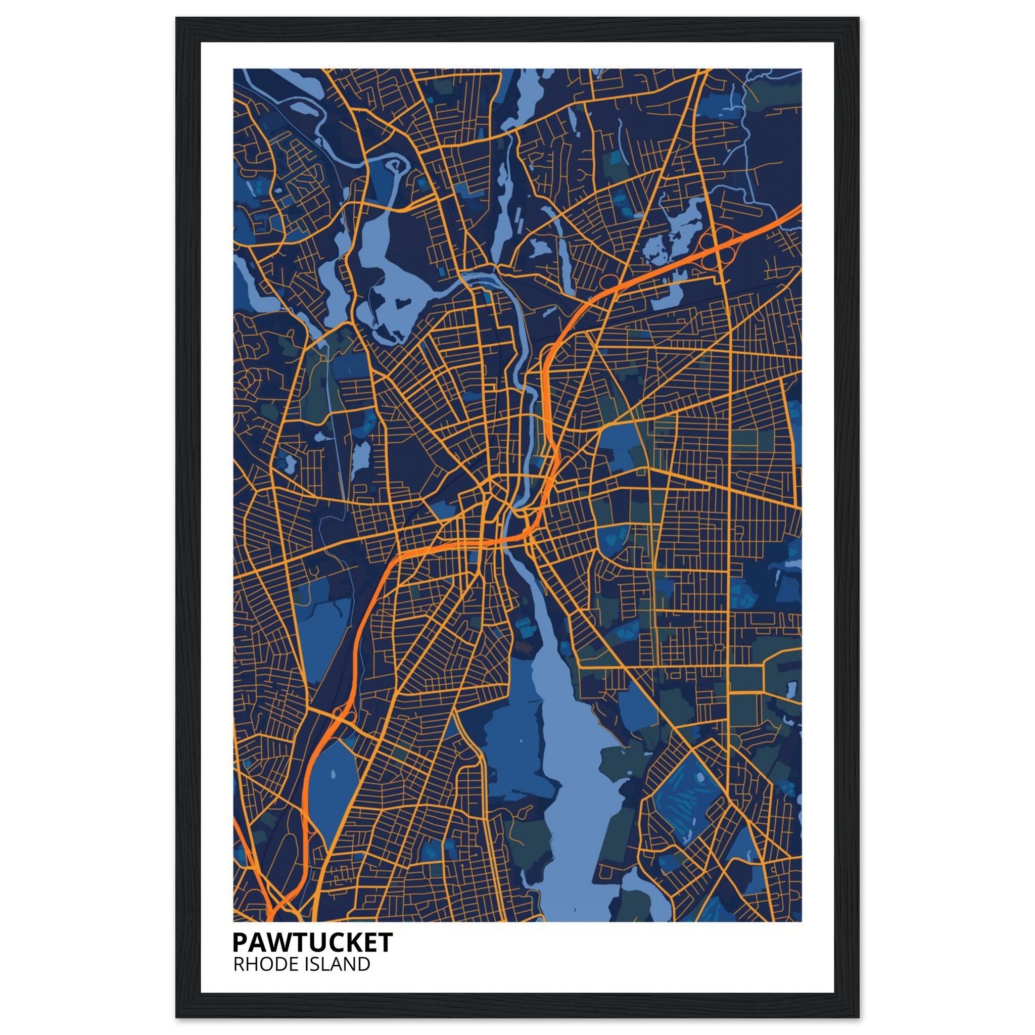 Pawtucket Rhode Island City Map Poster | Custom Map Art Print - Ink And Atlas