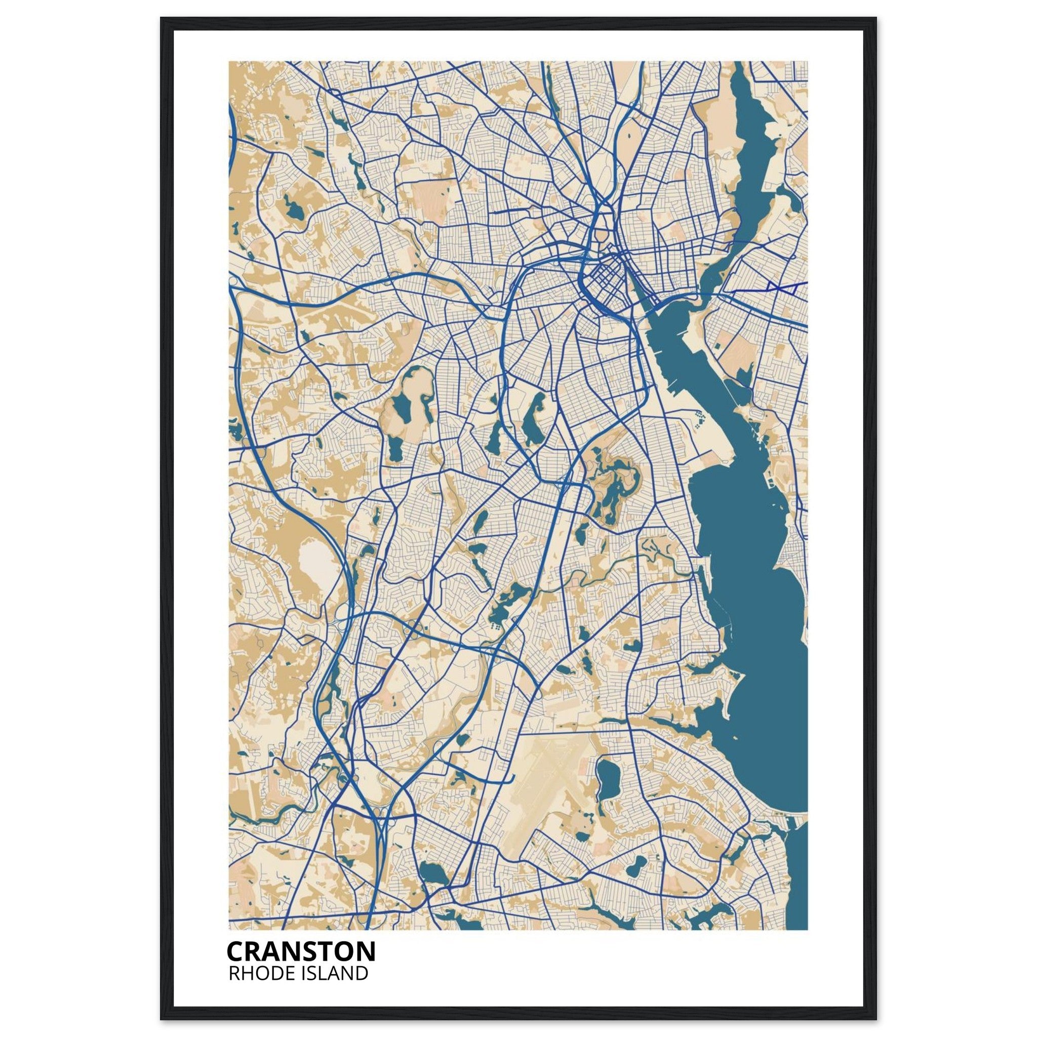 Cranston Rhode Island City Map Poster | Custom Map Art Print - Ink And Atlas
