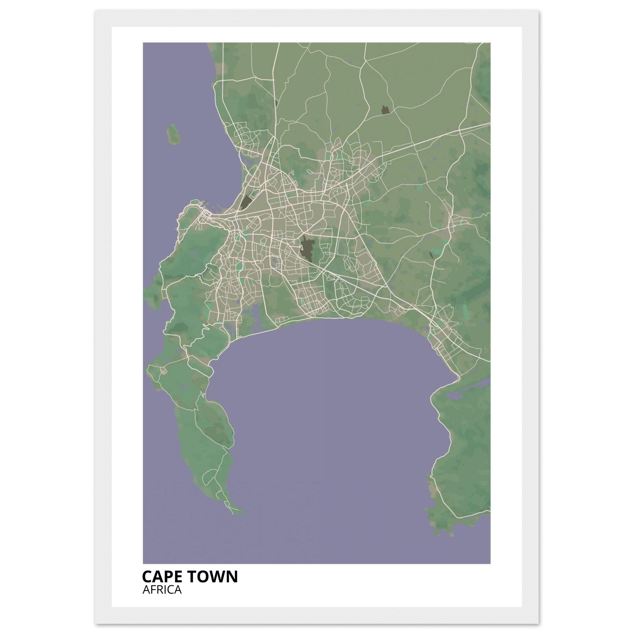 Cape Town South Africa City Map Poster | Custom Map Art Print - Ink And Atlas