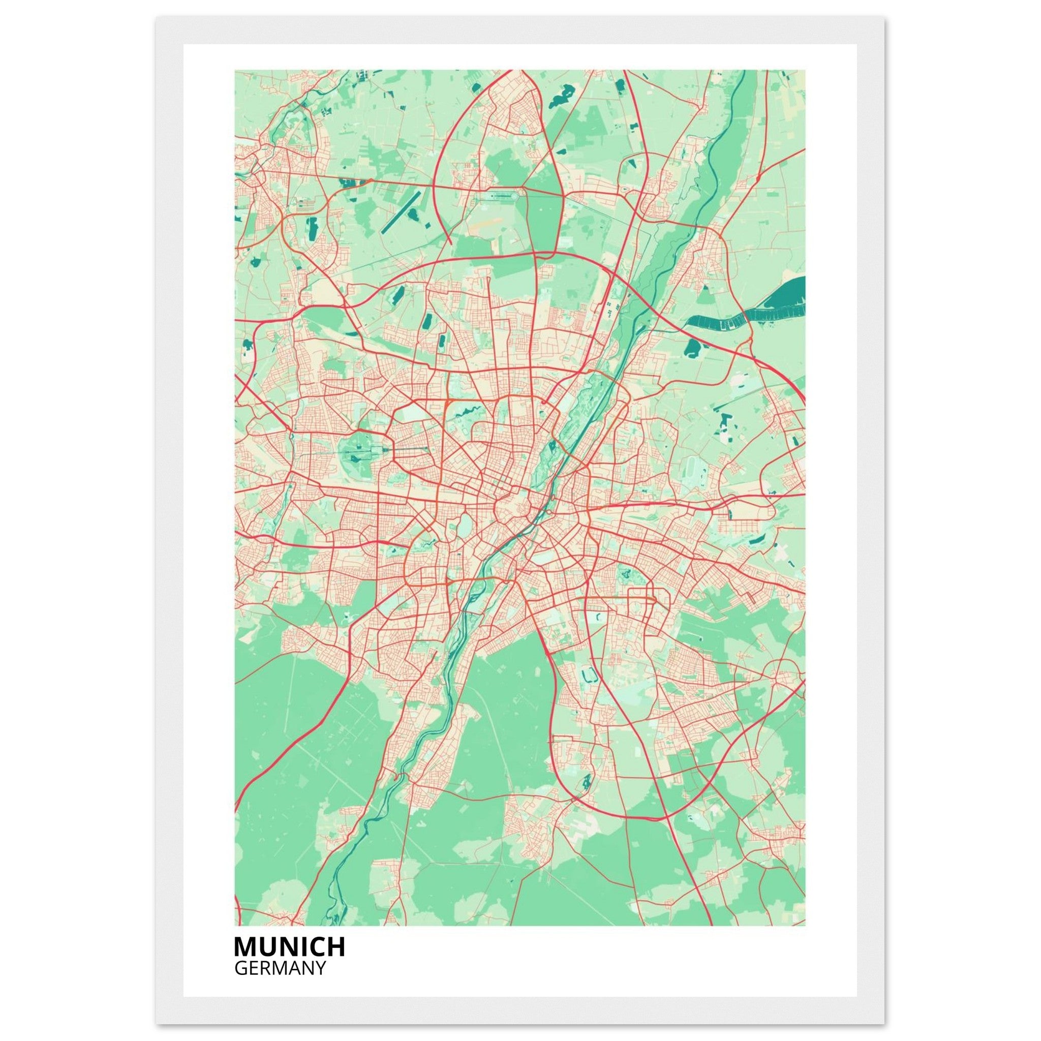 Munich Germany City Map Poster | Custom Map Art Print - Ink And Atlas